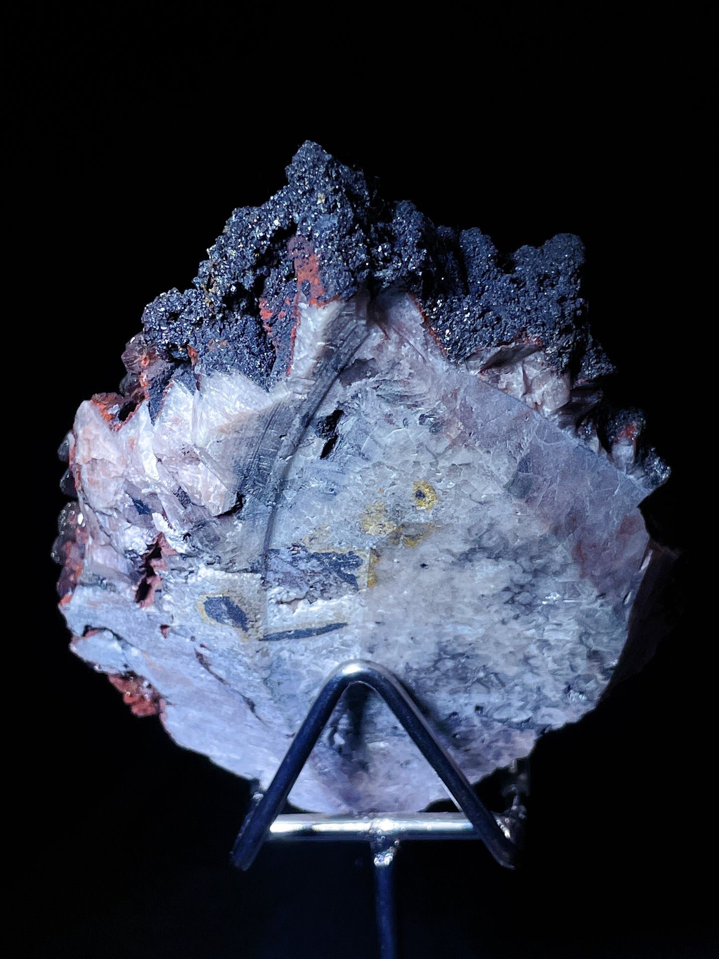 red calcite with pyrite specimen Hubei China