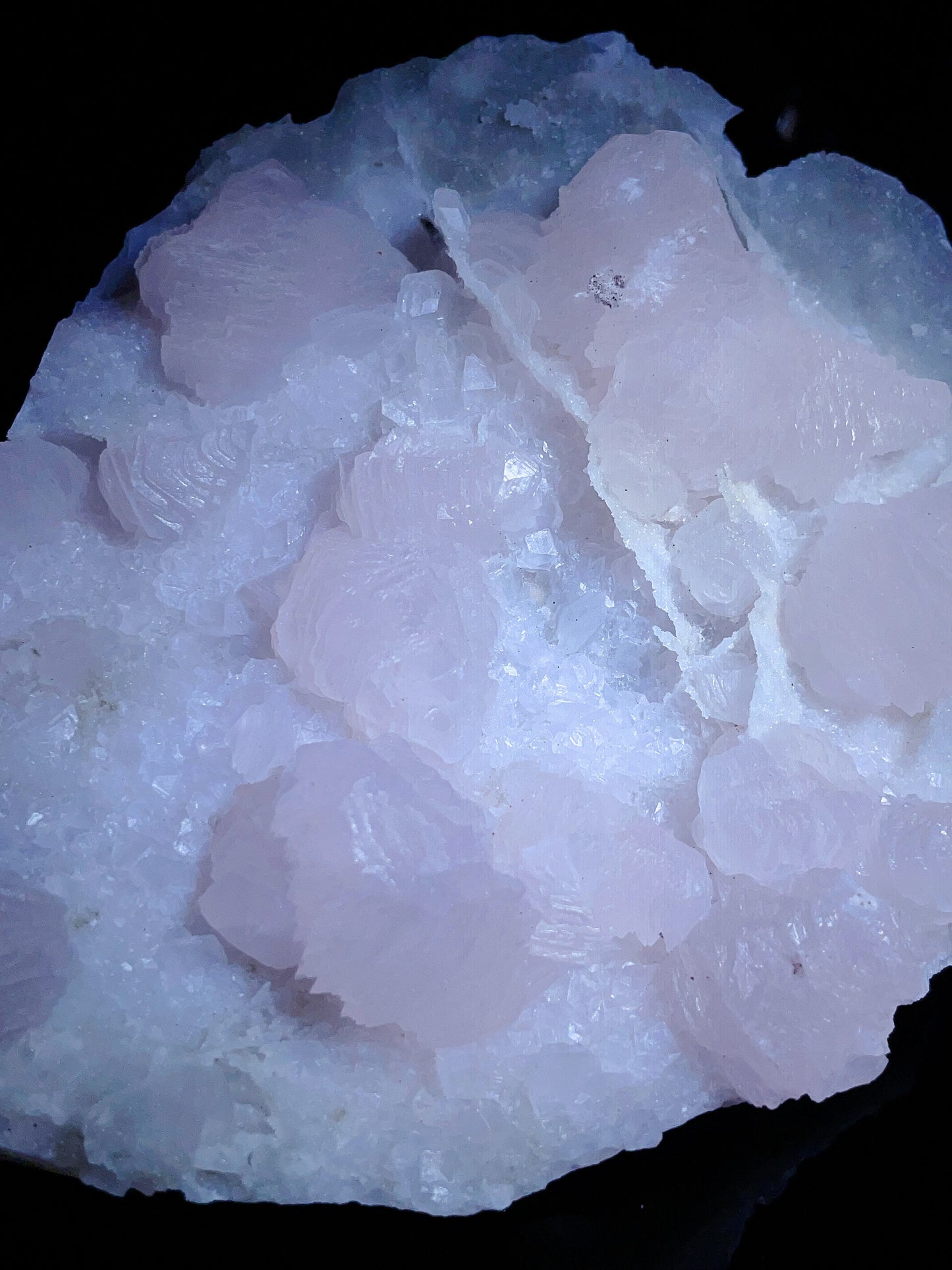 Fujian China pink calcite with quartz specimen