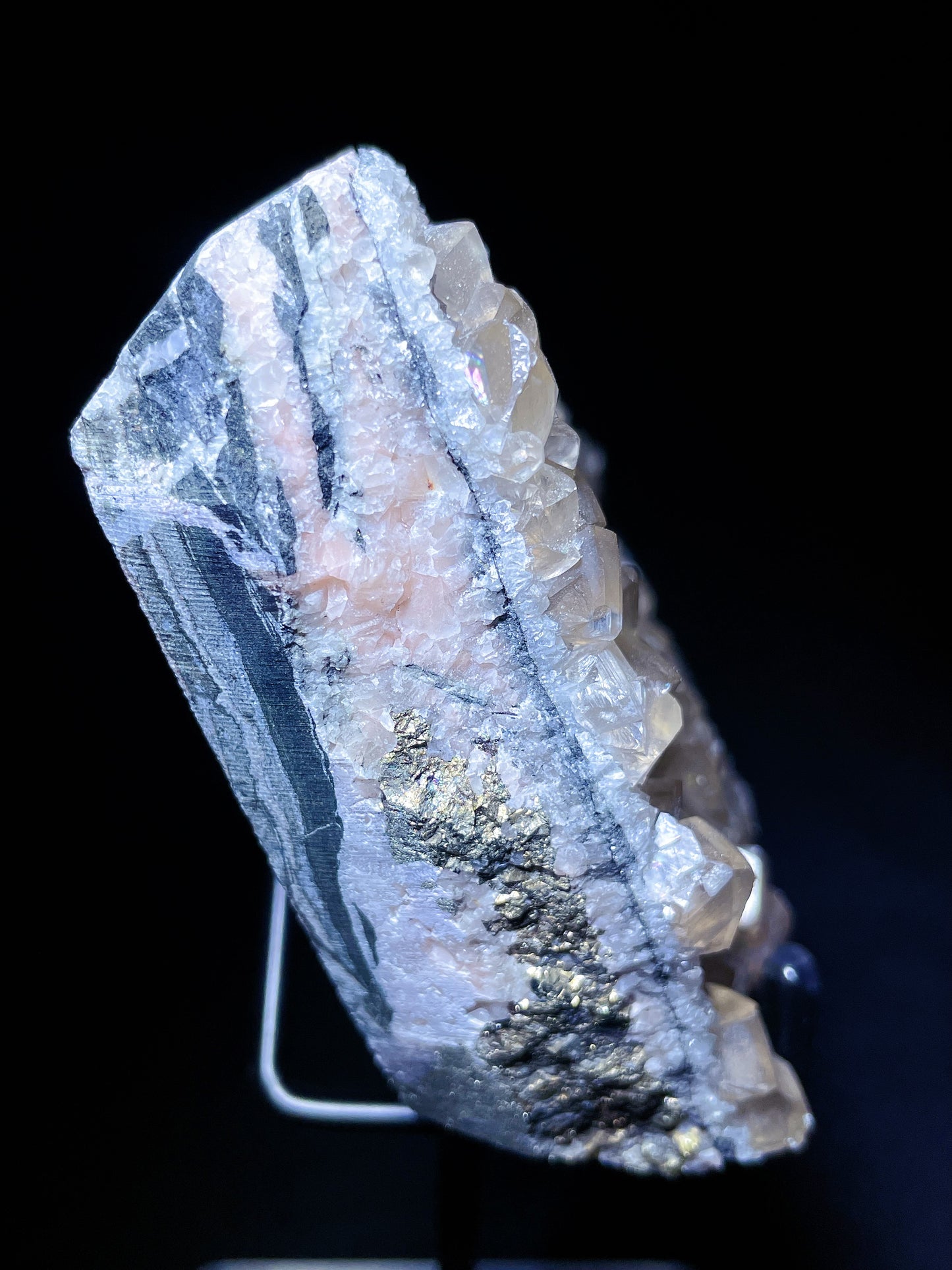 Hubei yellow calcite with quartz specimen