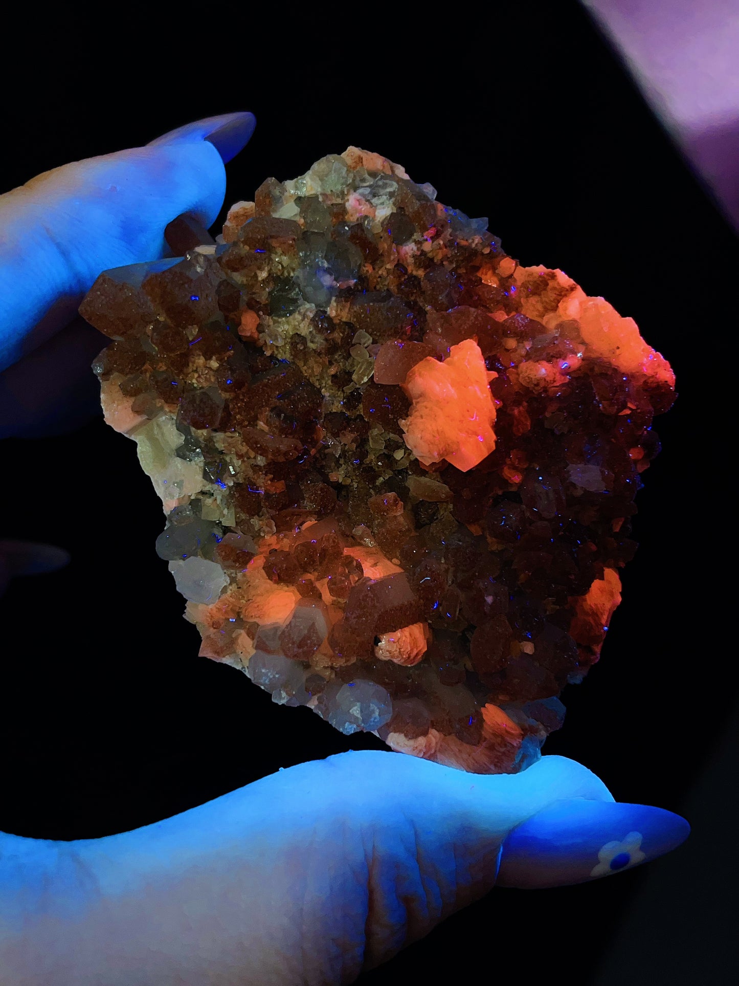 Pink calcite with red quartz and hematite specimen from Fujian China