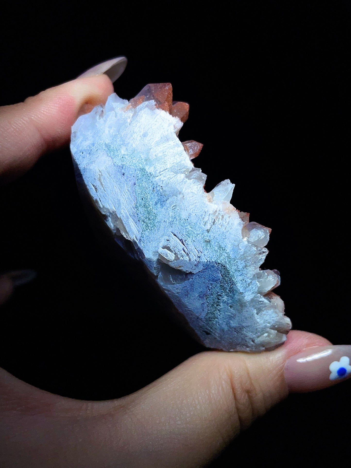 Pink calcite with red quartz and hematite specimen from Fujian China