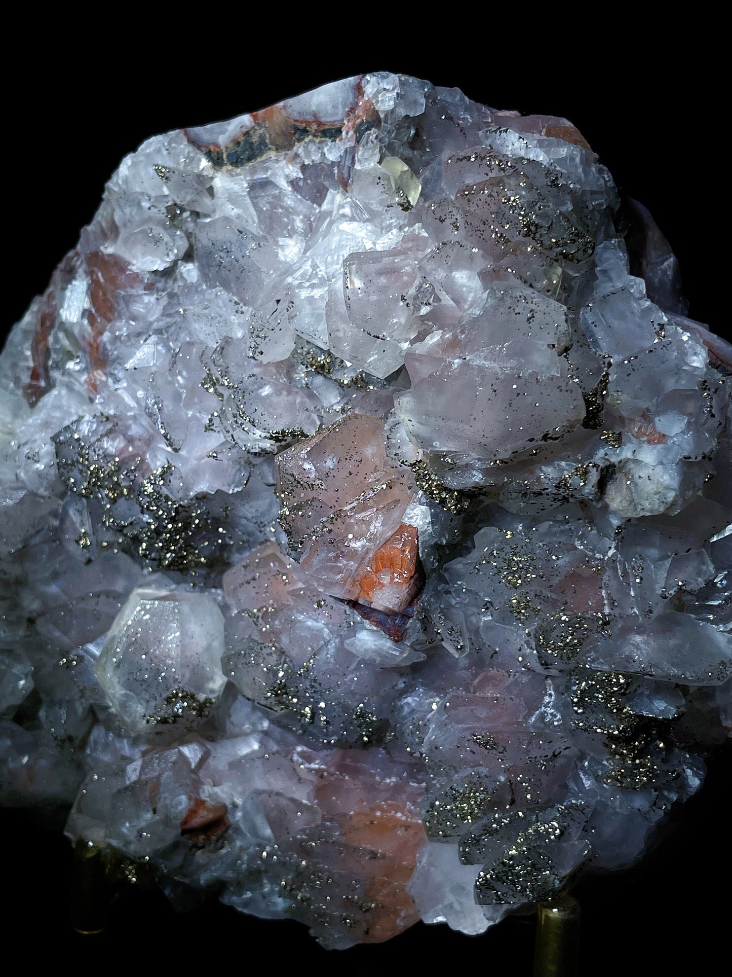 red calcite with pyrite specimen Hunan