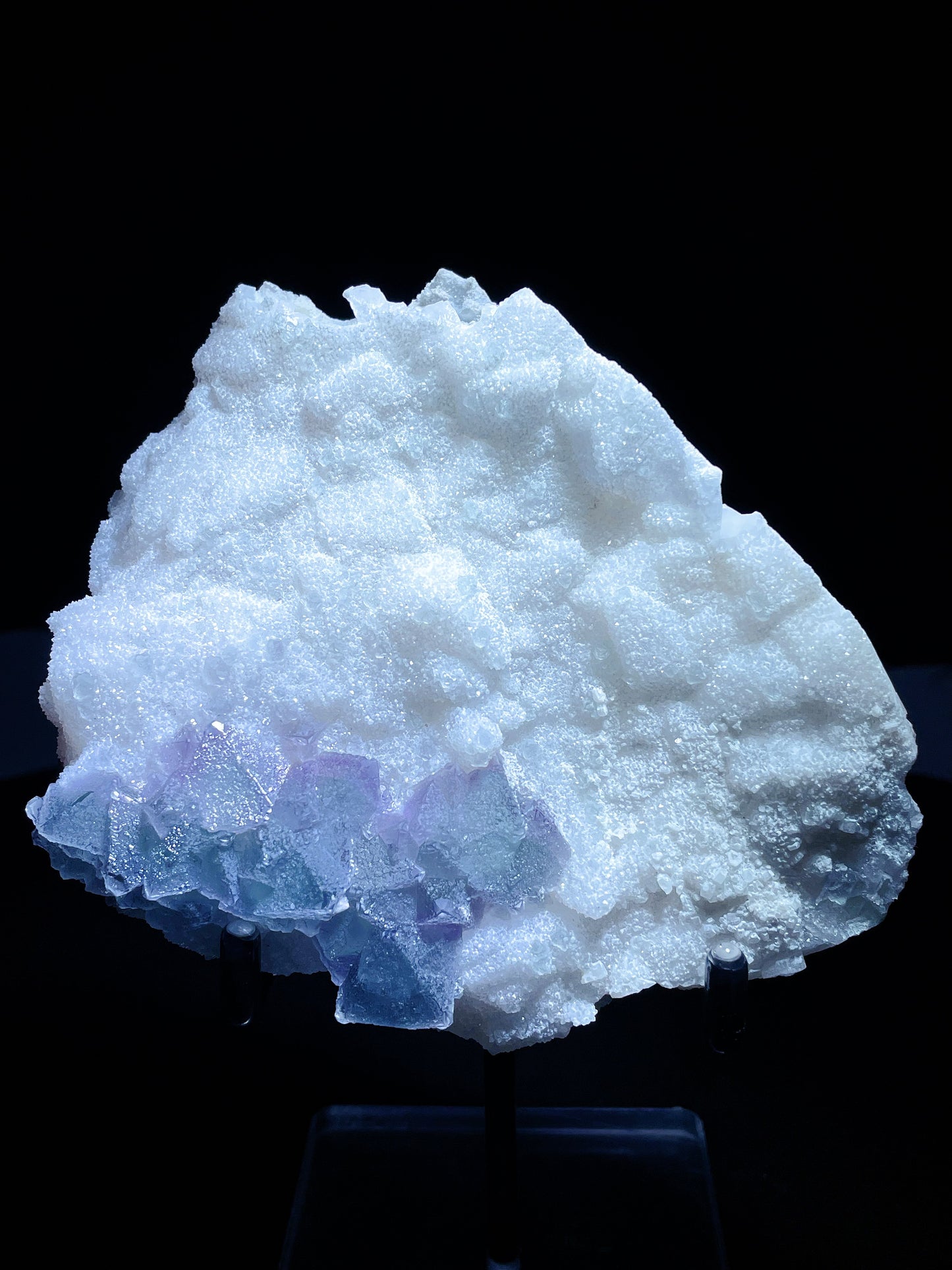 sugar quartz with green octagonal fluorite specimen Fujian China