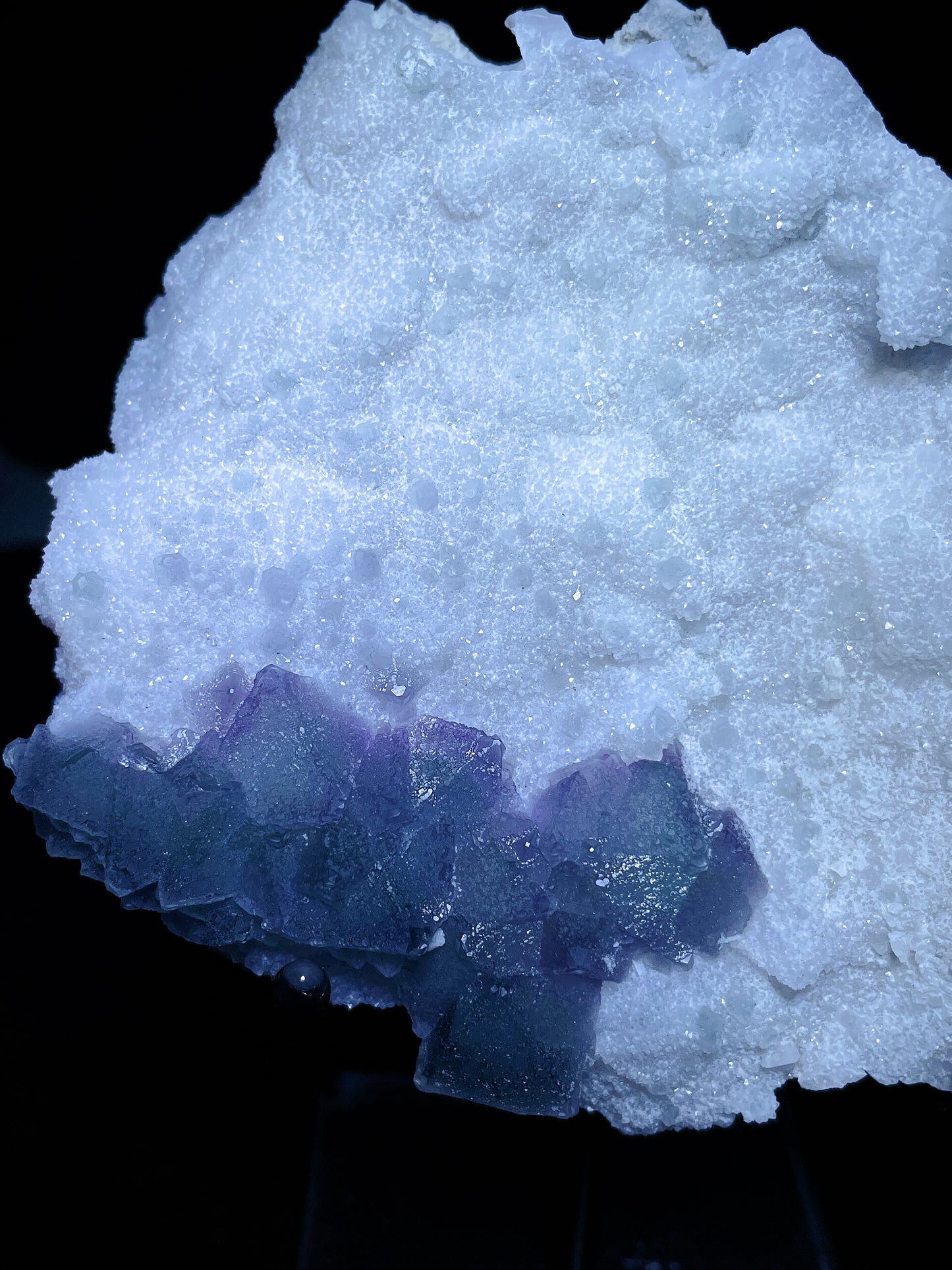 sugar quartz with green octagonal fluorite specimen Fujian China