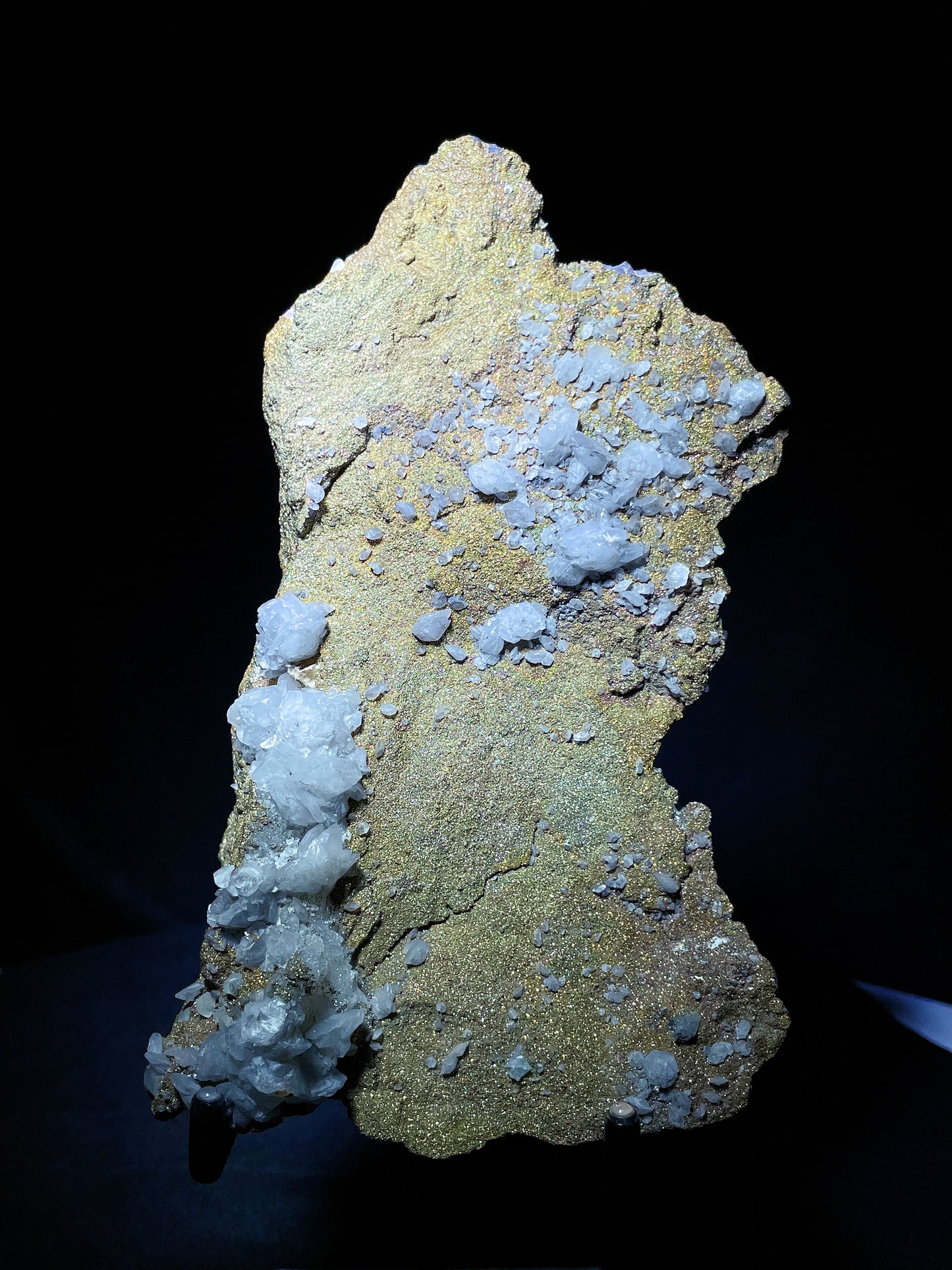 rainbow pyrite with calcite specimen Hubei China
