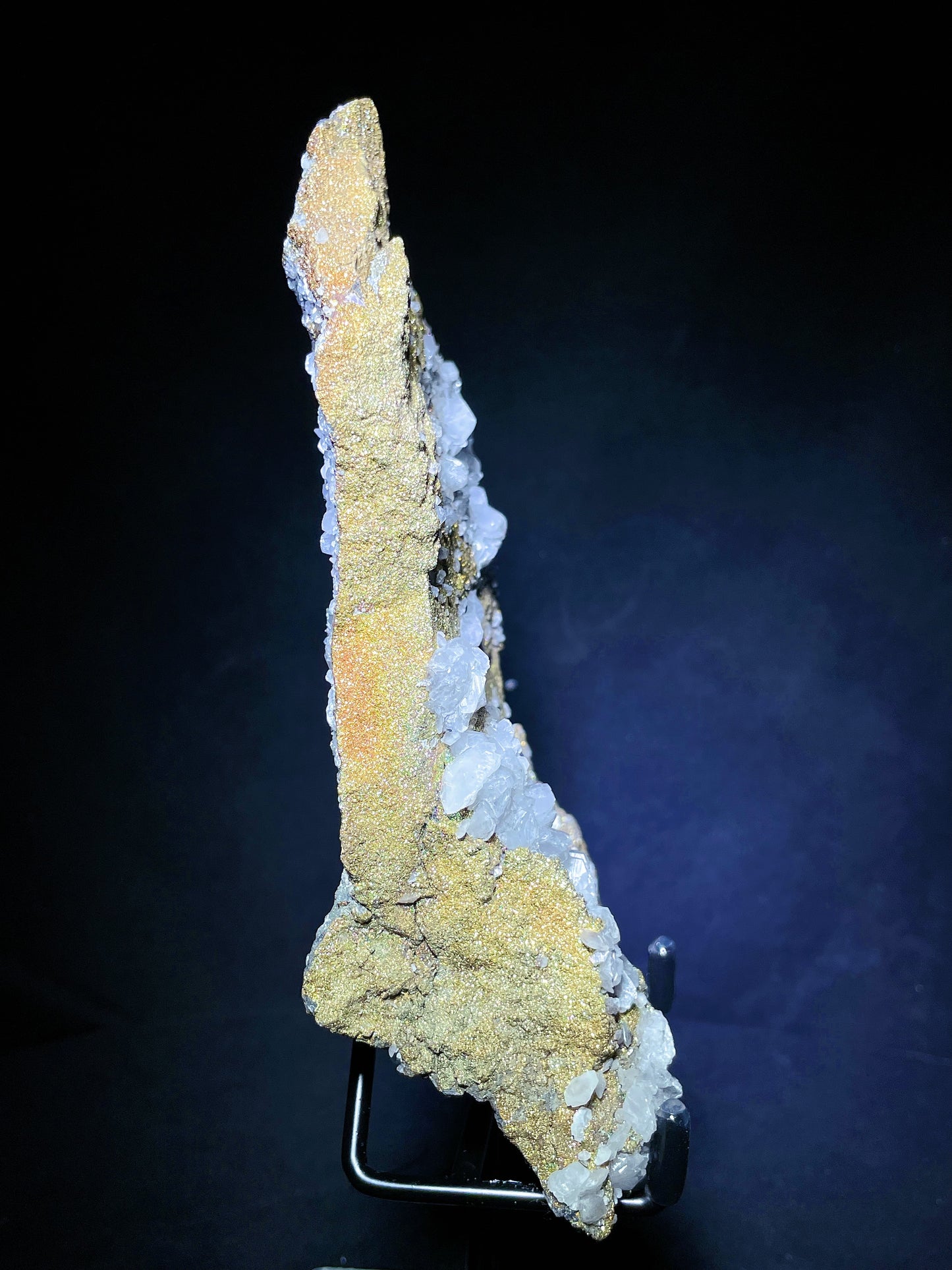 rainbow pyrite with calcite specimen Hubei China