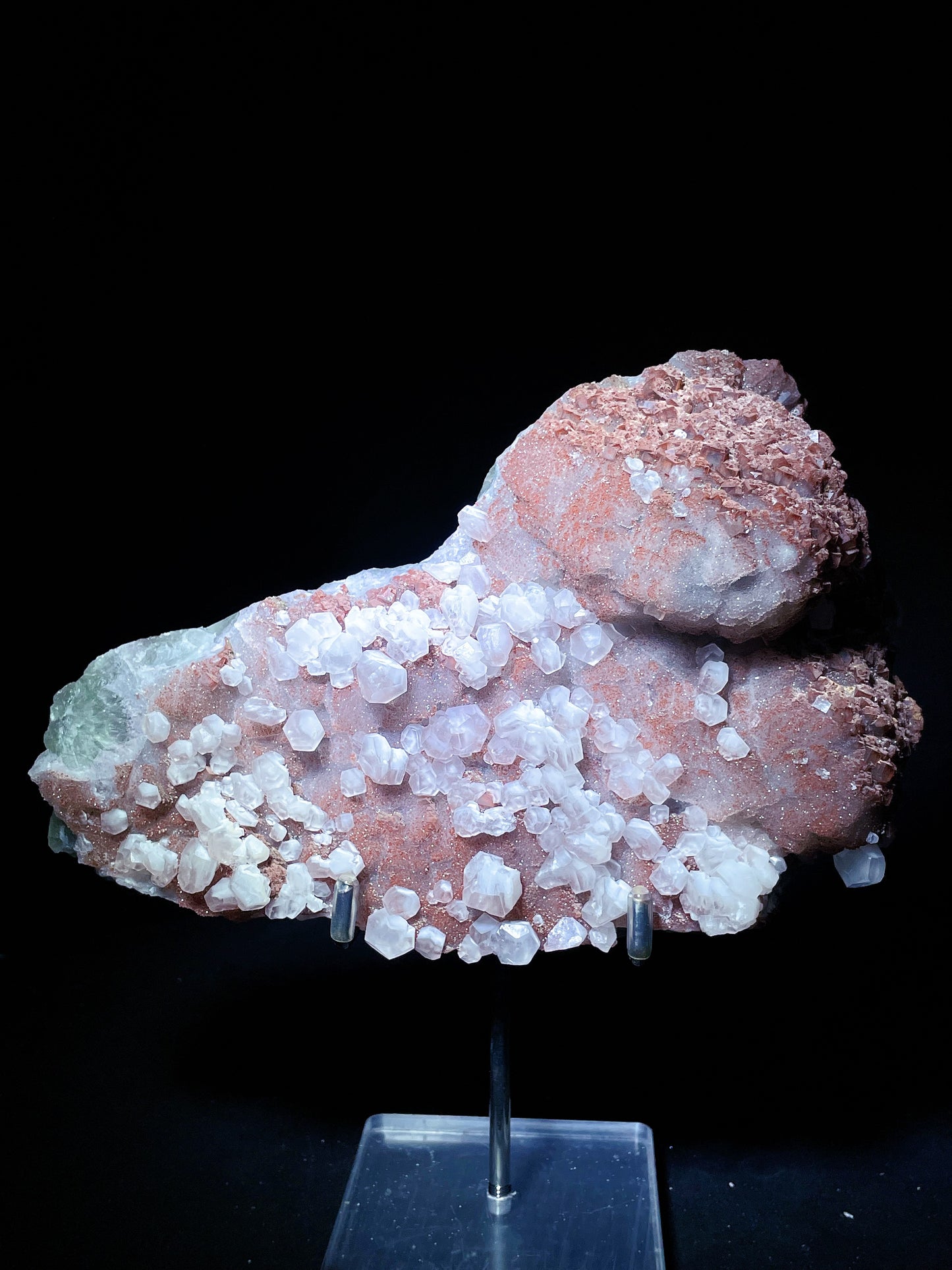 Red fluorite with calcite specimen Zhejiang China