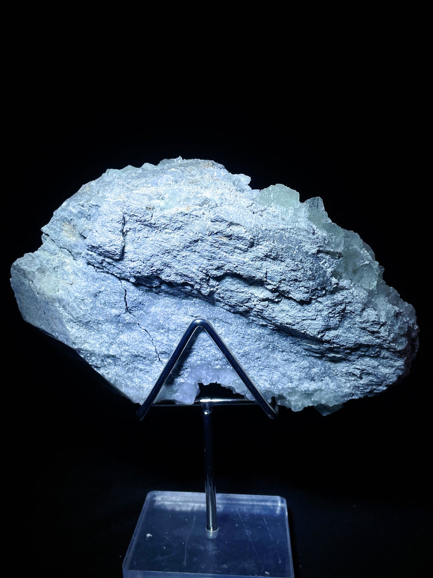 Green fluorite with quartz specimen Fujian China