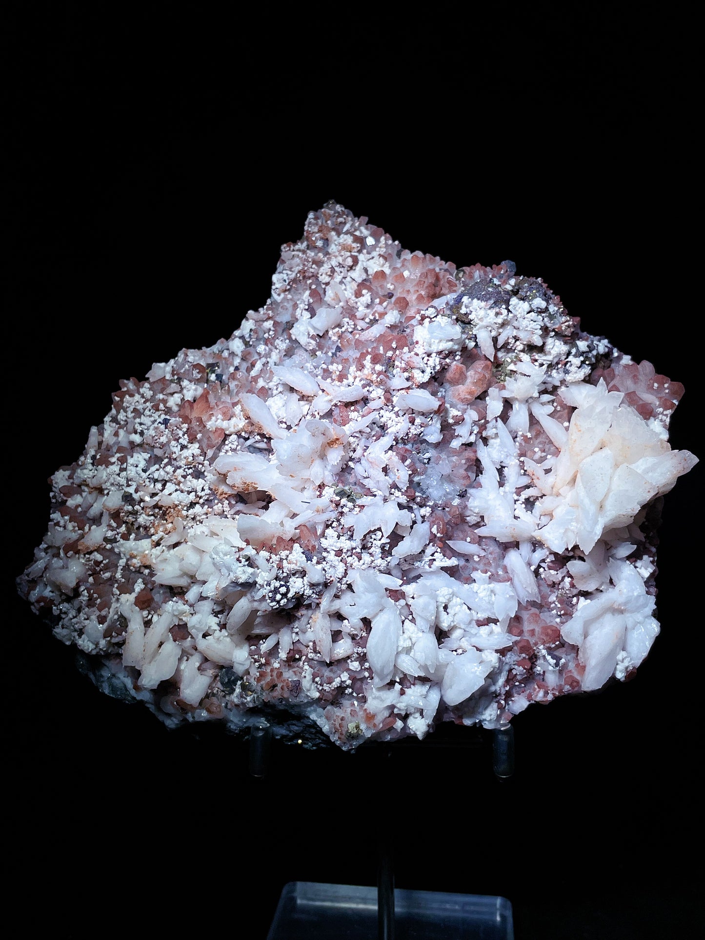 red quartz with calcite and pyrite specimen Jiangxi China