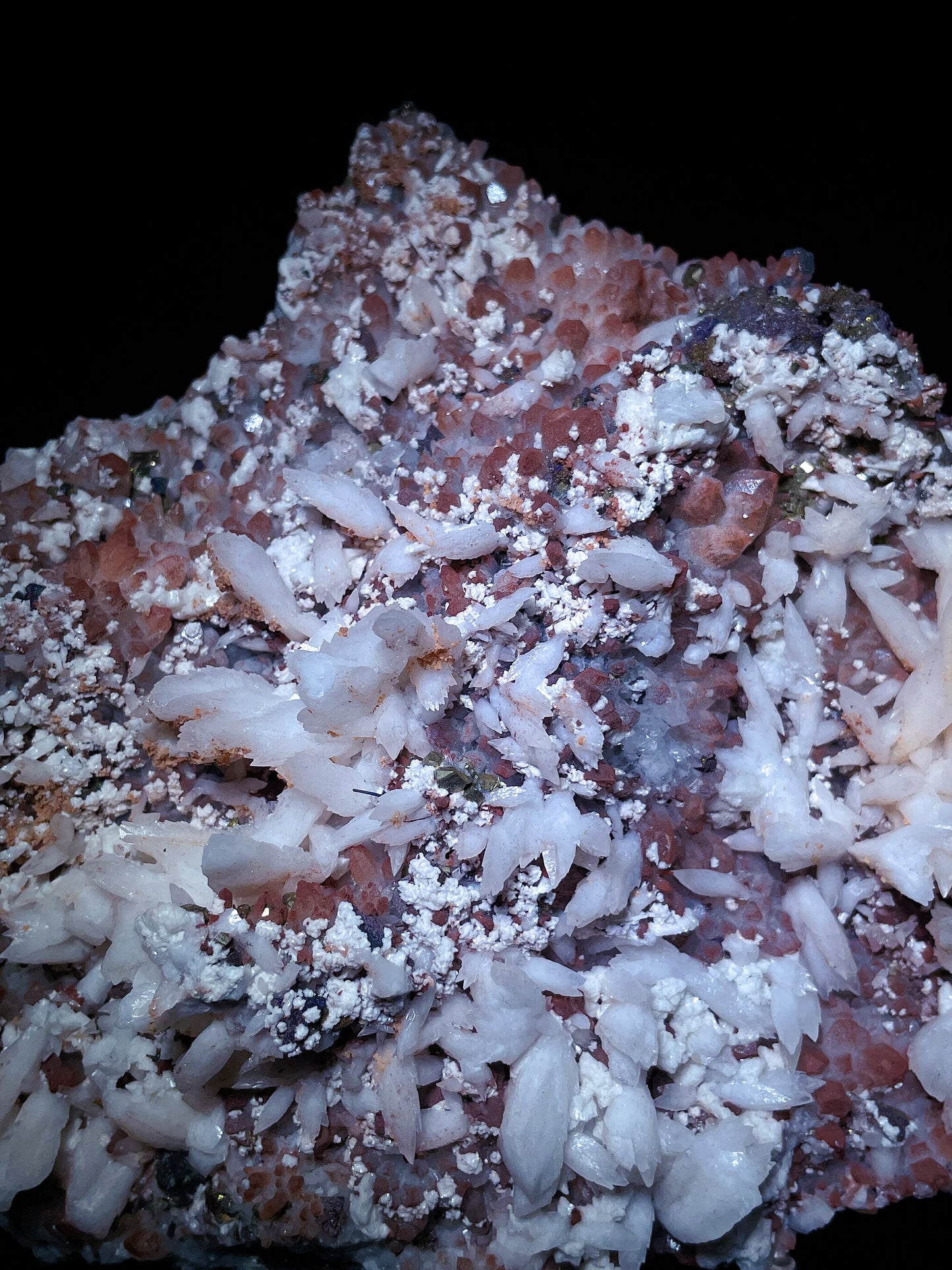 red quartz with calcite and pyrite specimen Jiangxi China