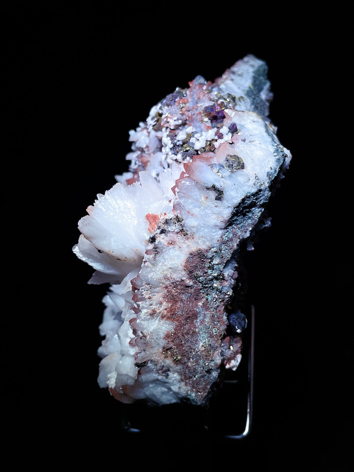 red quartz with calcite and pyrite specimen Jiangxi China