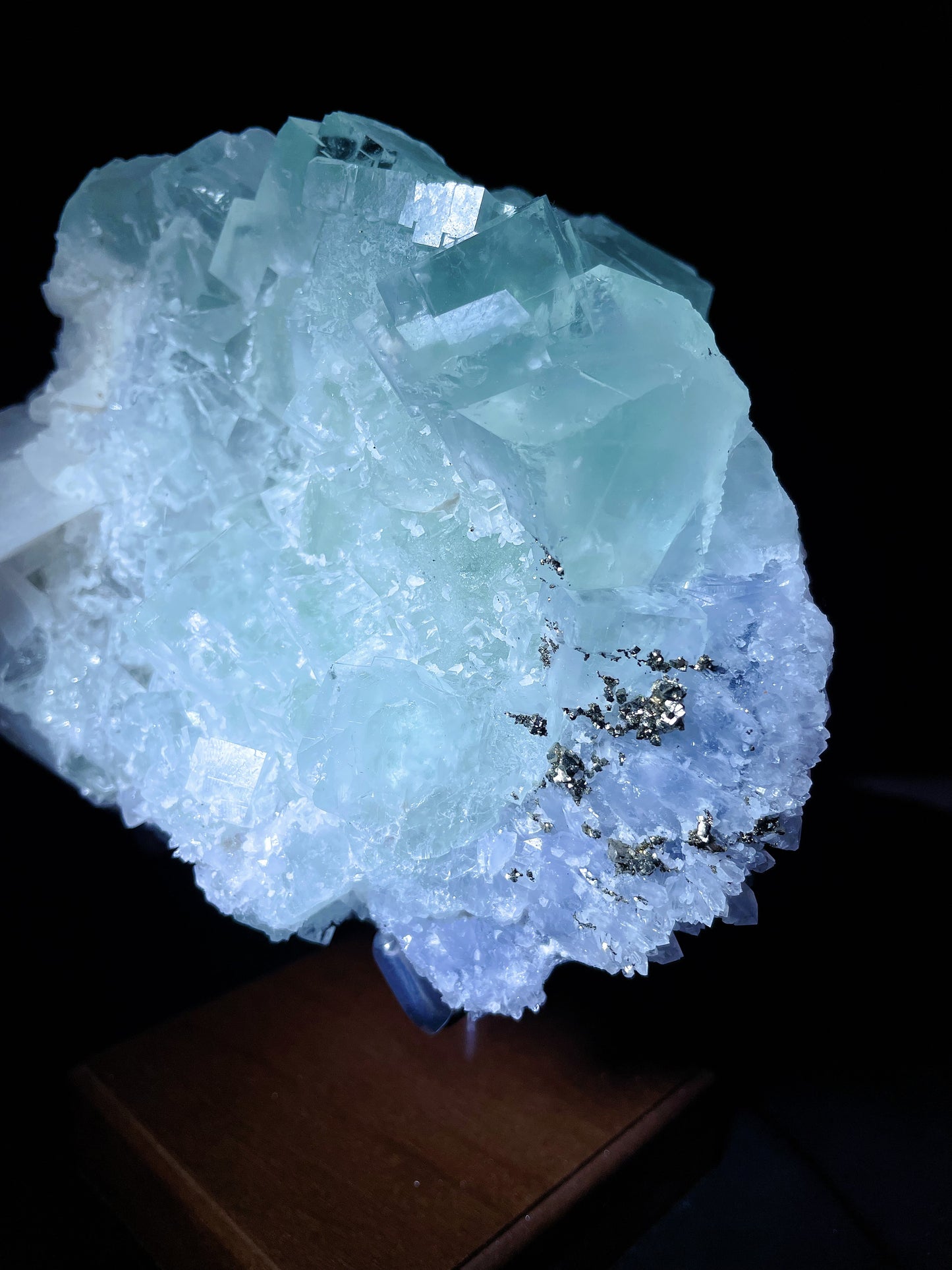 xianghualing fluorite with calcite and pyrite specimen Hunan China