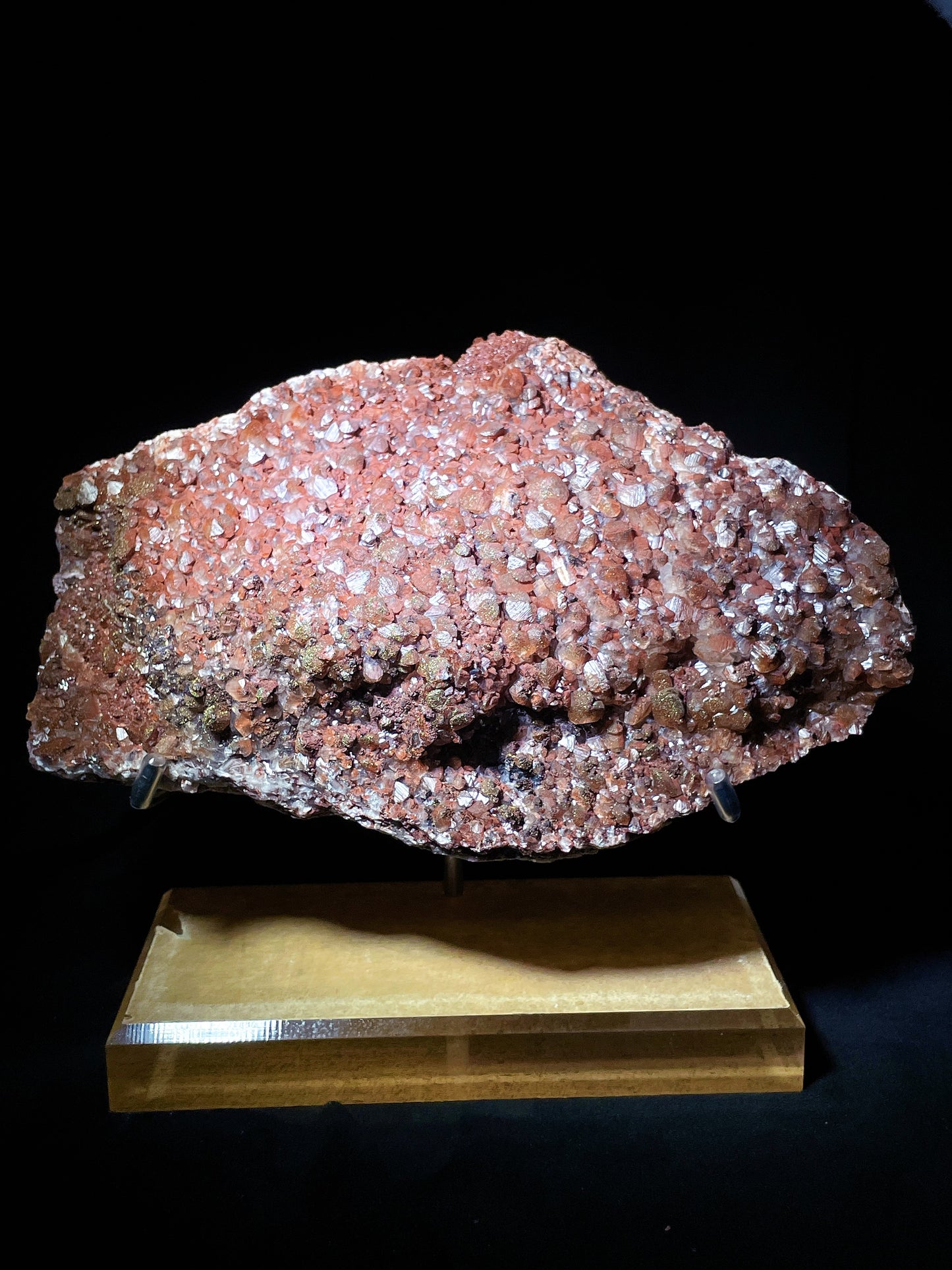 petal red calcite with pyrite specimen Hubei China