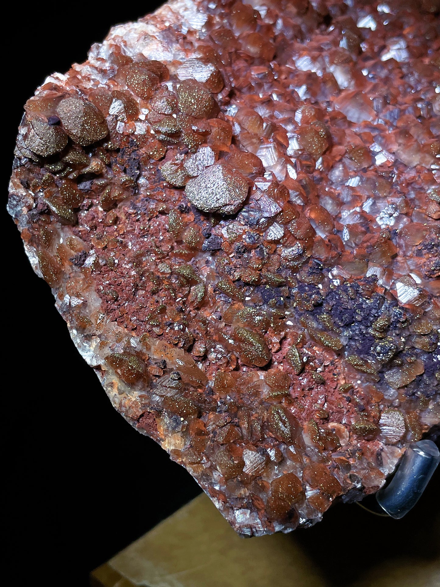 petal red calcite with pyrite specimen Hubei China