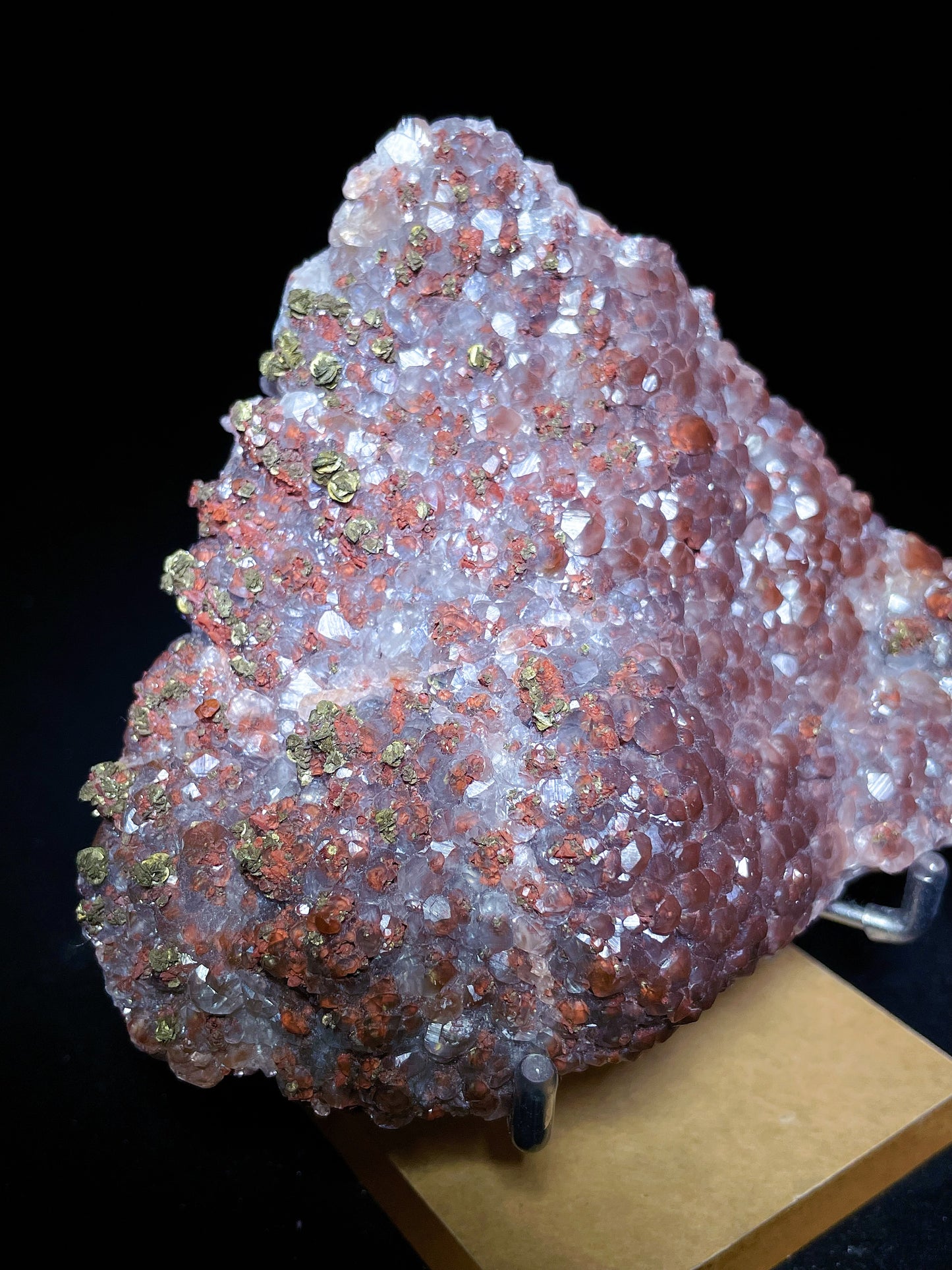 Red calcite with pyrite specimen Hubei China