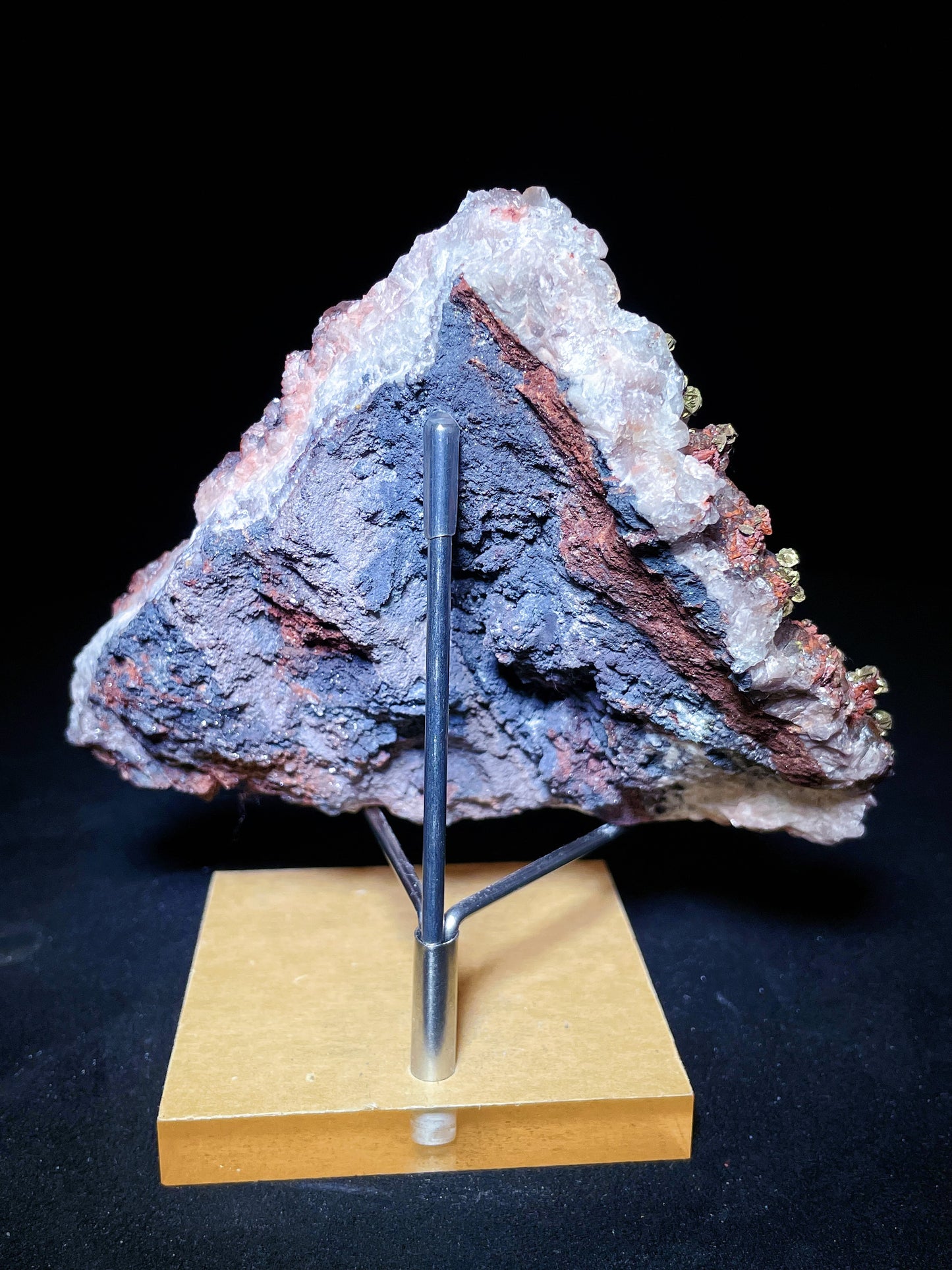 Red calcite with pyrite specimen Hubei China
