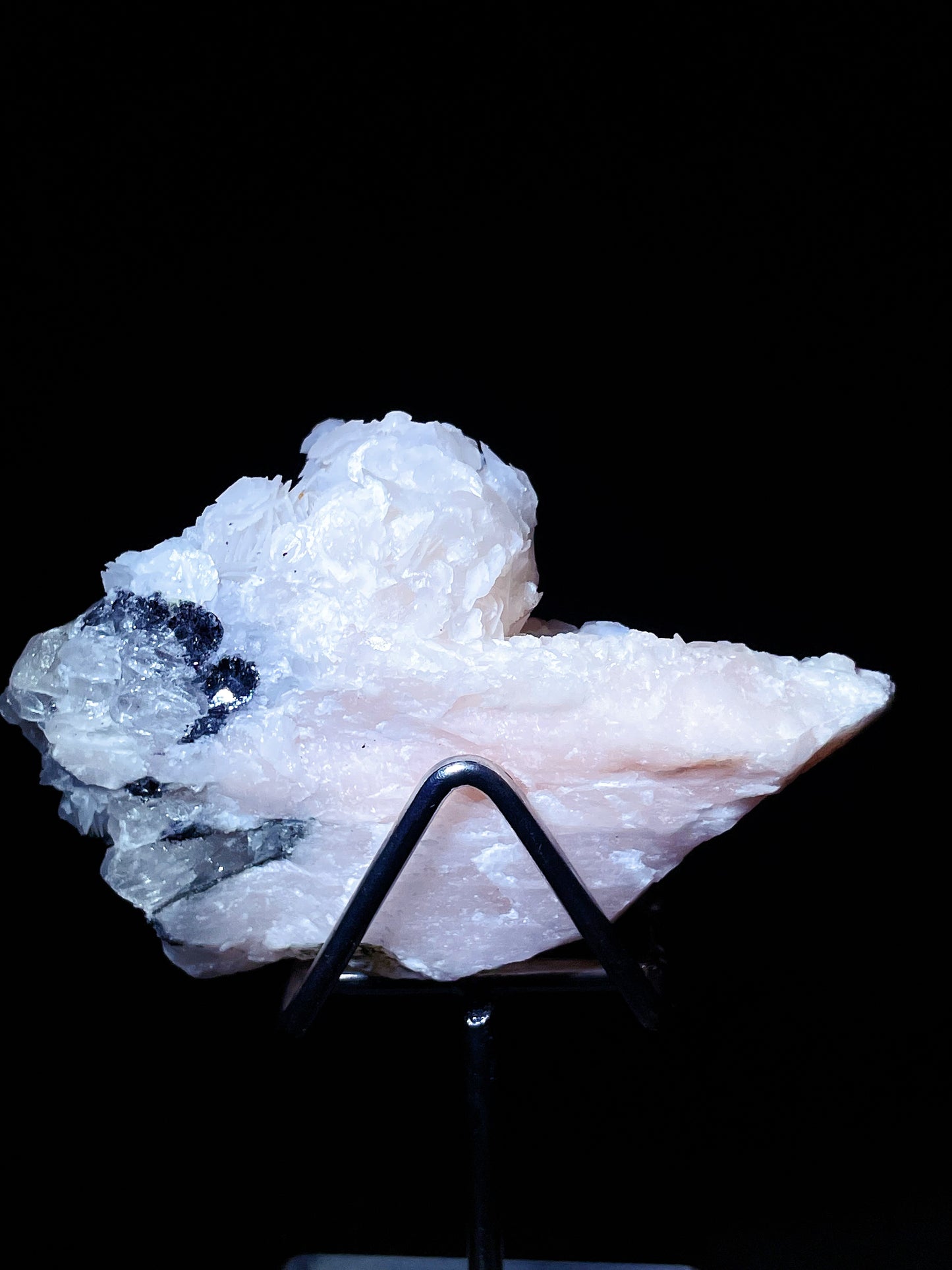 pink calcite with green quartz specimen Inner Mongolia