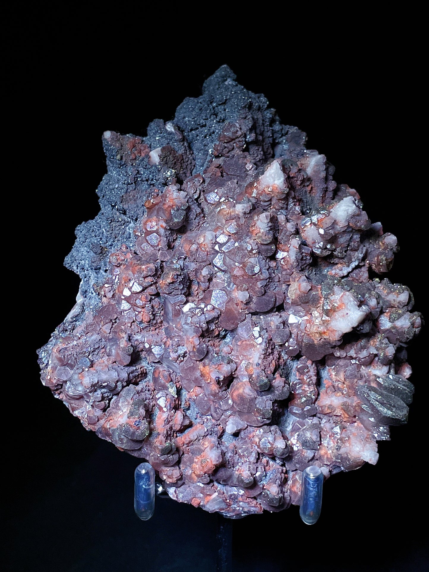 red calcite with pyrite specimen Hubei China