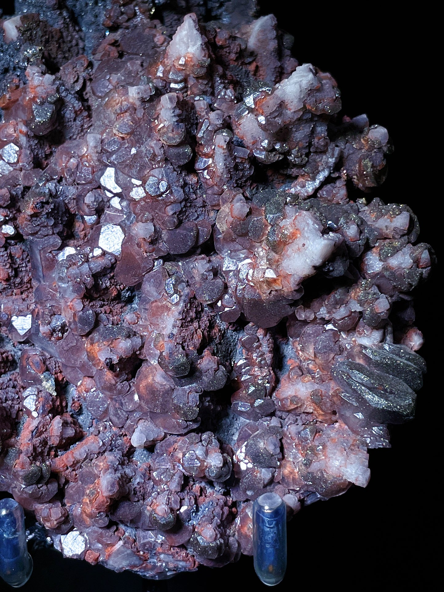 red calcite with pyrite specimen Hubei China