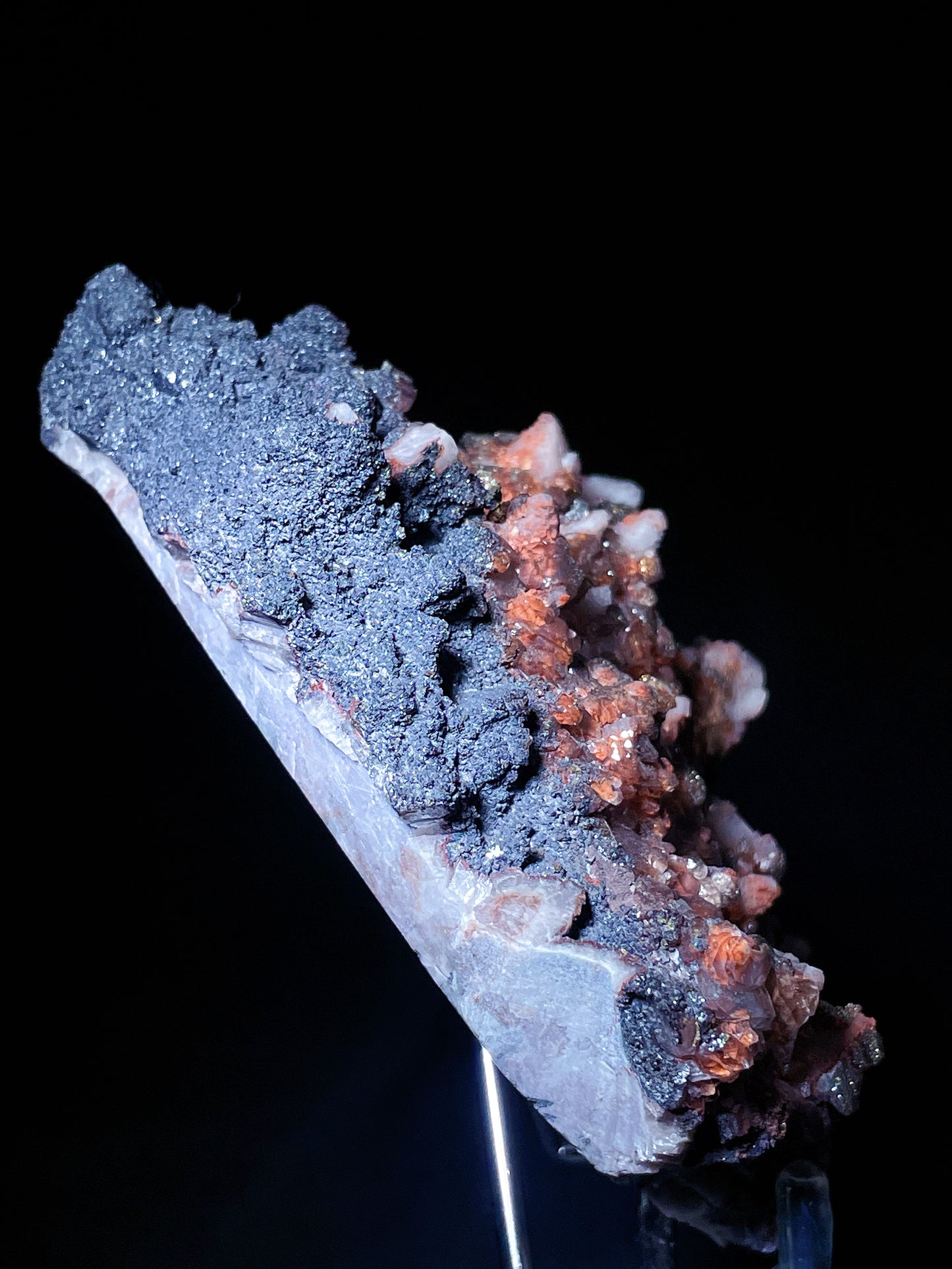 red calcite with pyrite specimen Hubei China