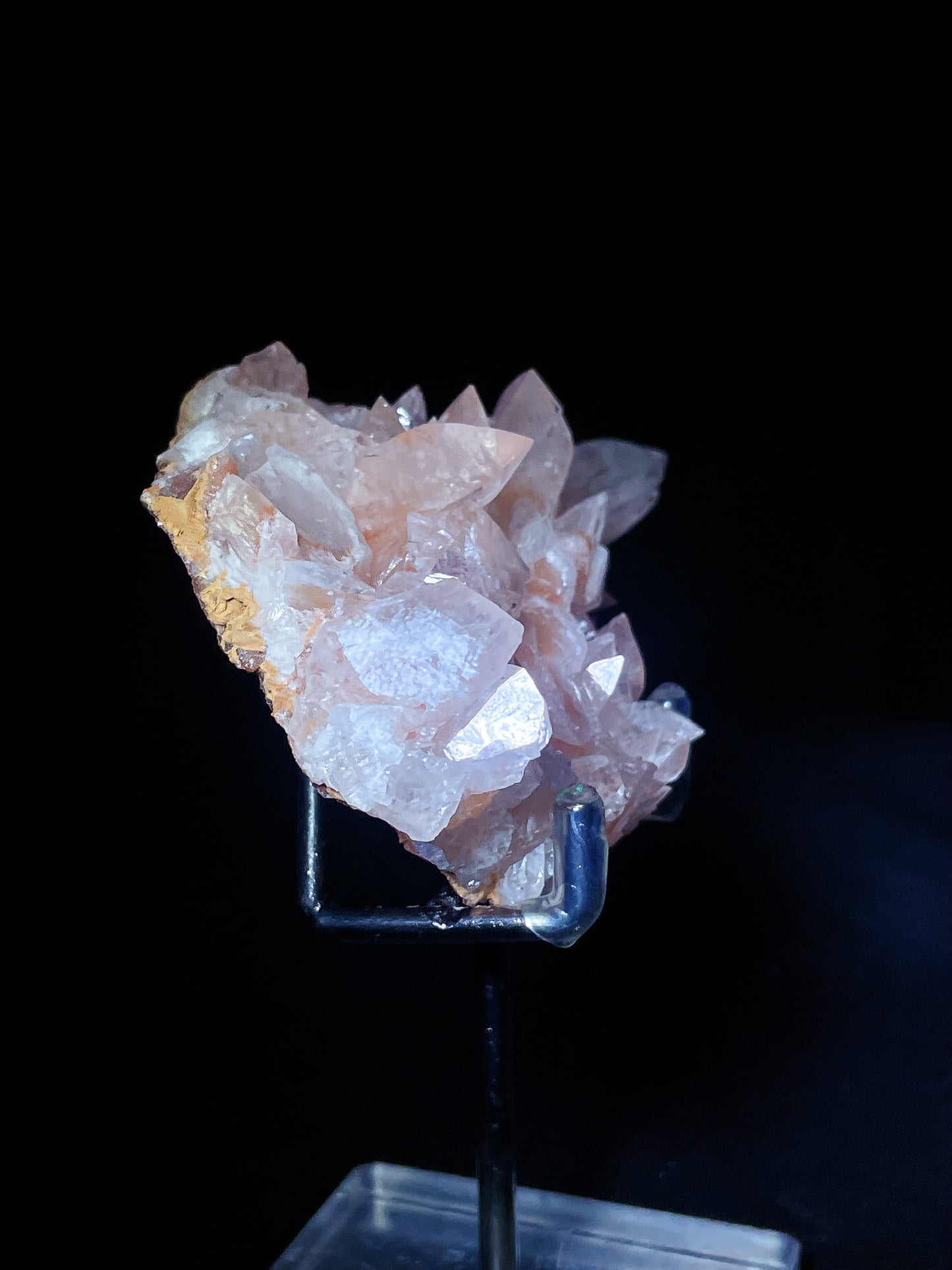 pink forked tail calcite specimen Hunan China