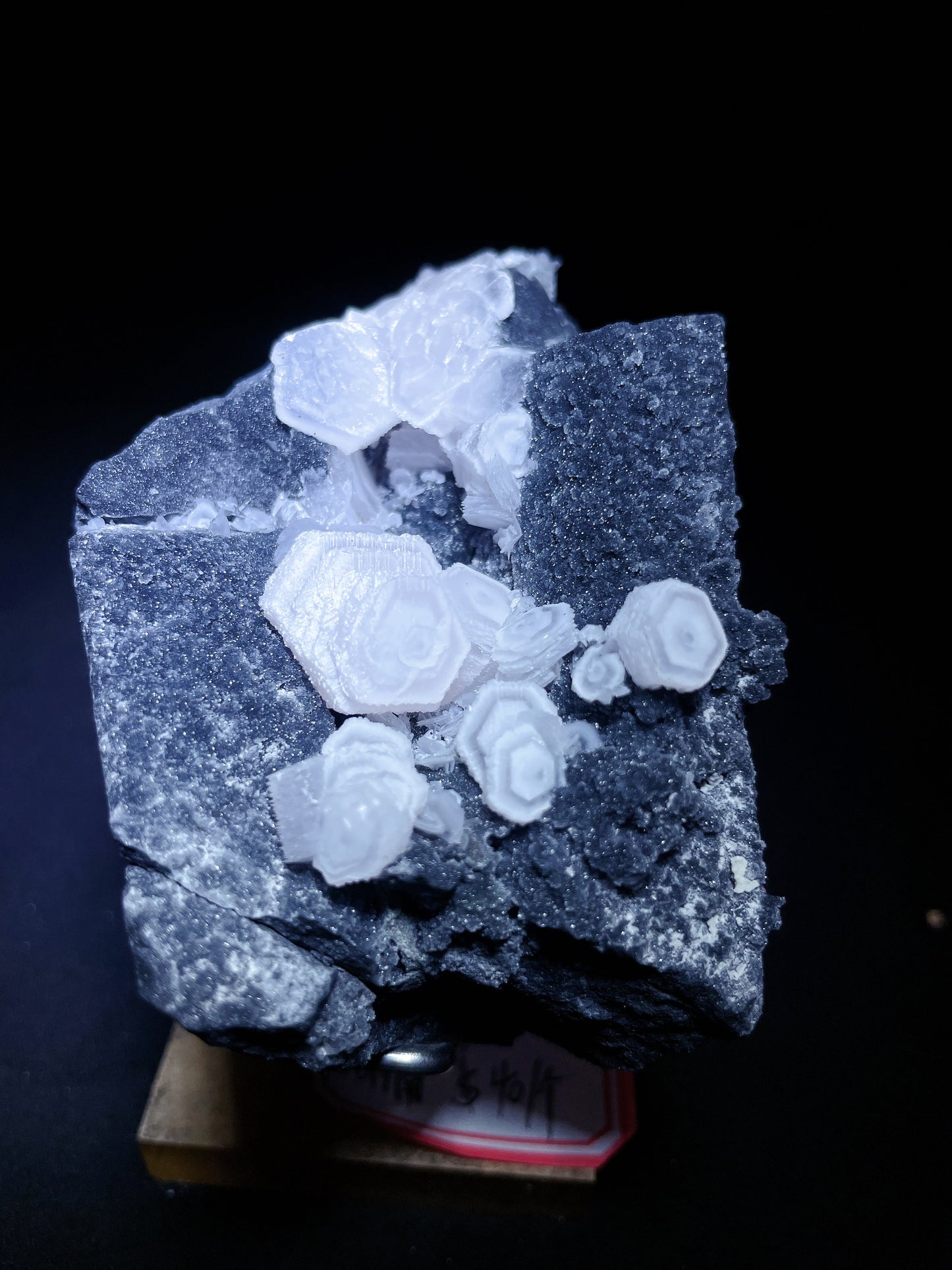 Coin pink calcite specimen origin Hunan China