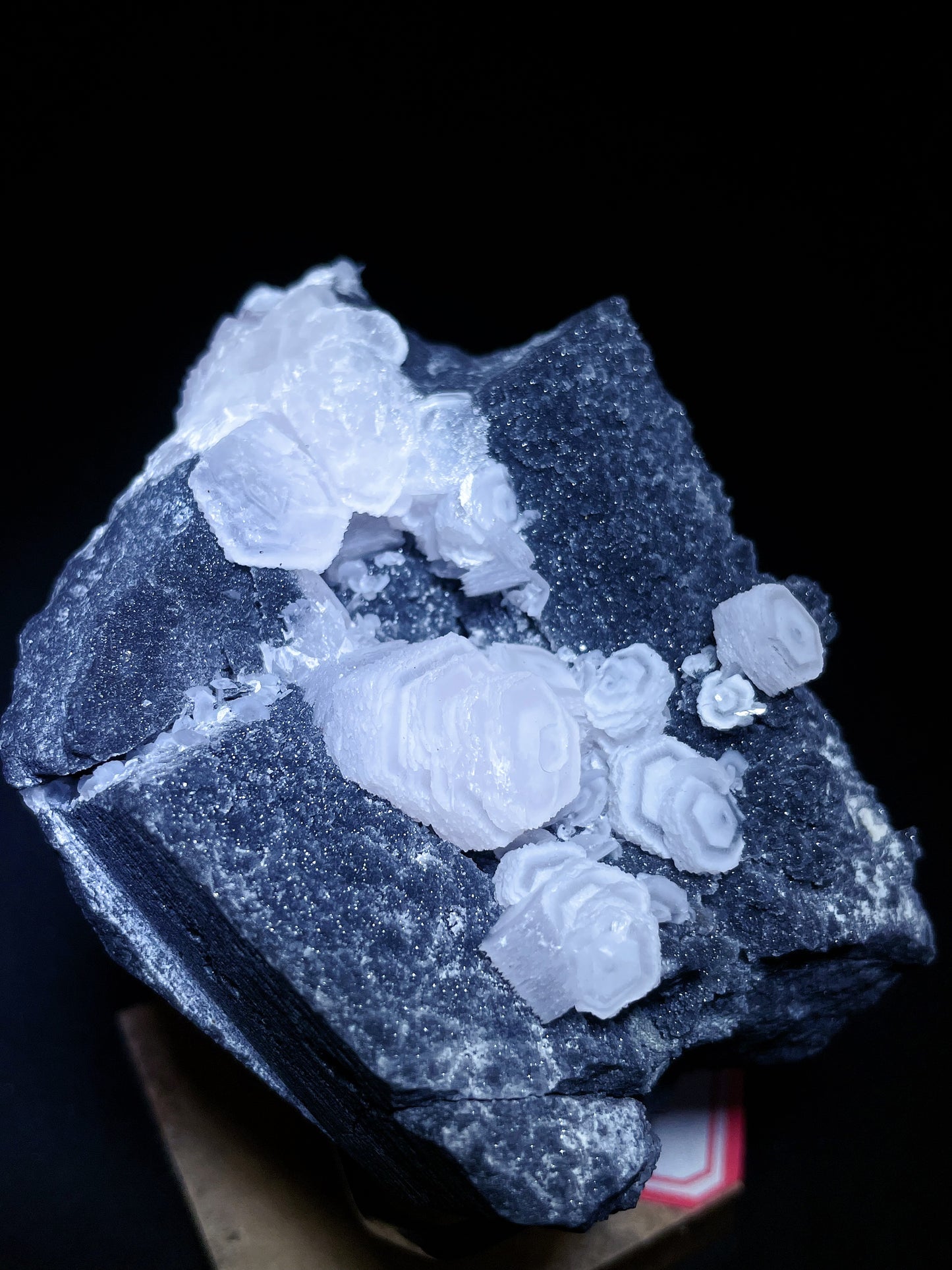 Coin pink calcite specimen origin Hunan China