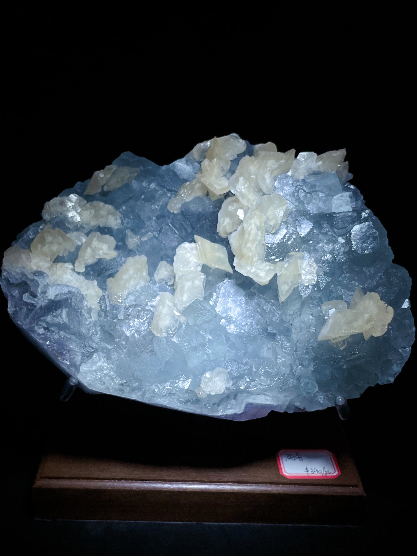 Blue fluorite with calcite specimen origin Hunan China