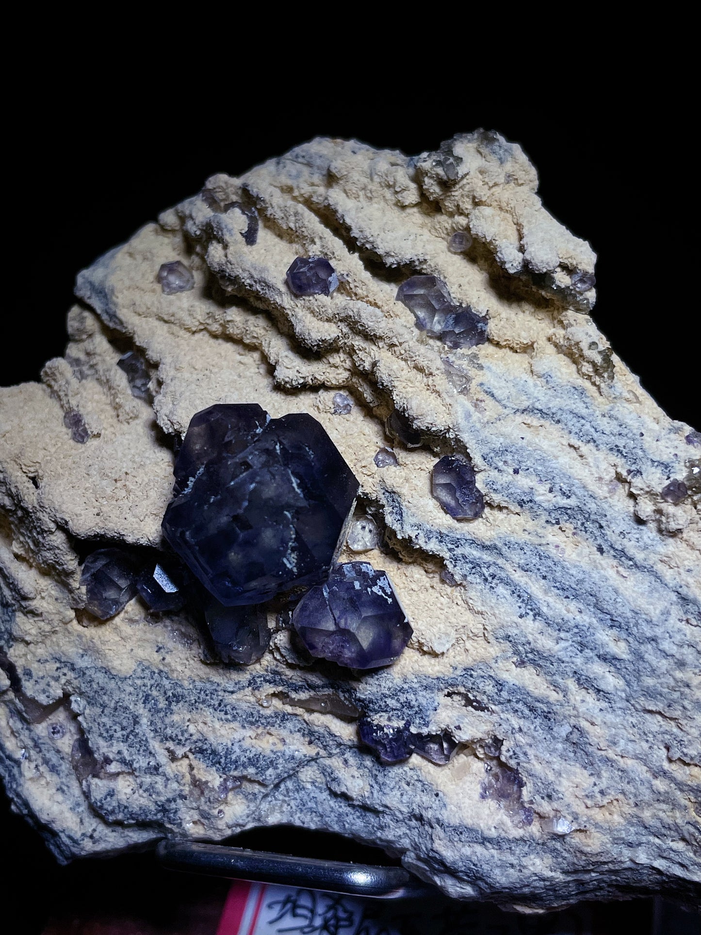 Tanzania fluorite with black calcite specimen origin Fujian China