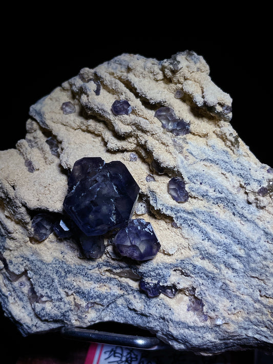 Tanzania fluorite with black calcite specimen origin Fujian China