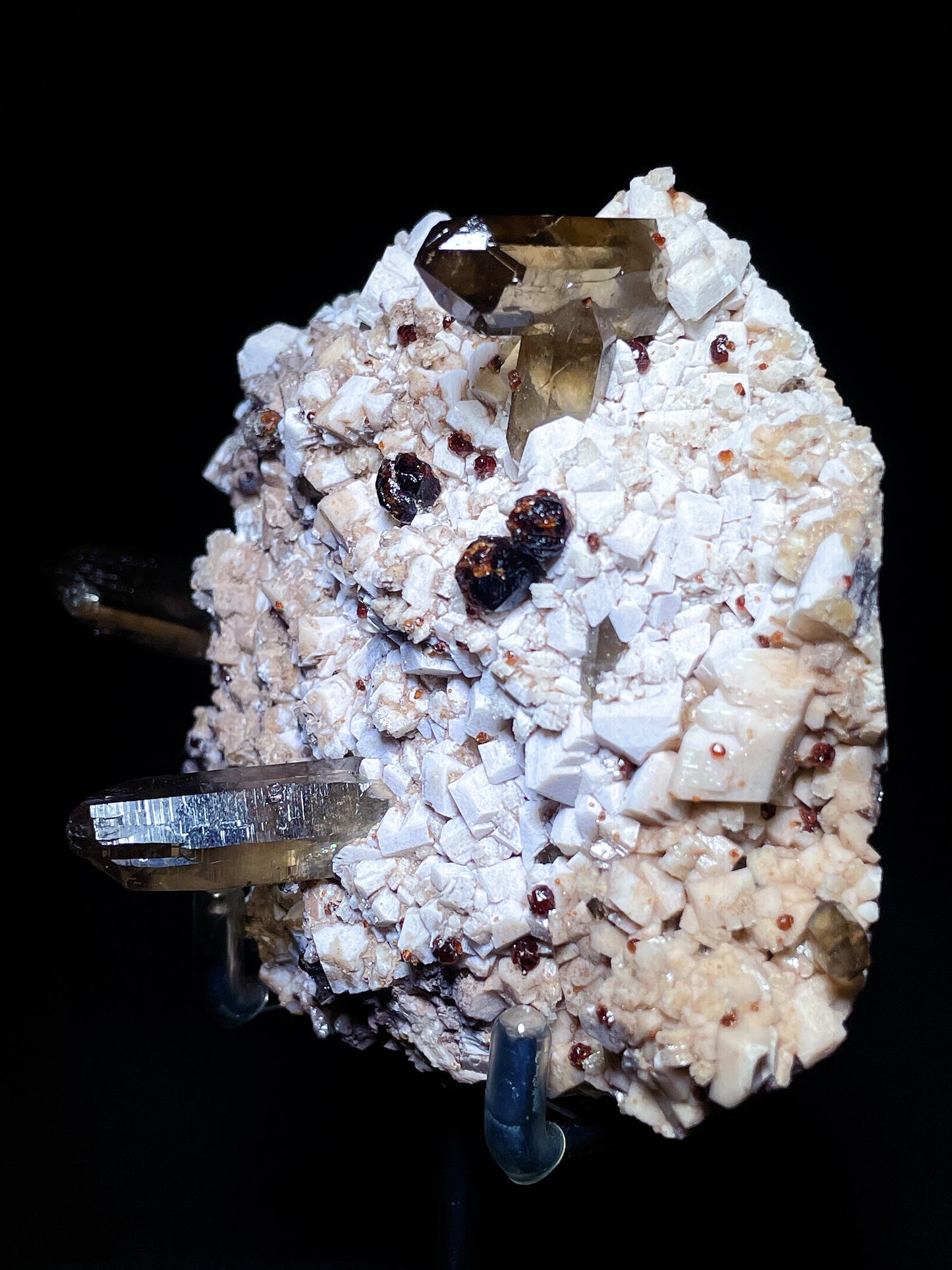 smokey quartz with garnet specimen Fujian China
