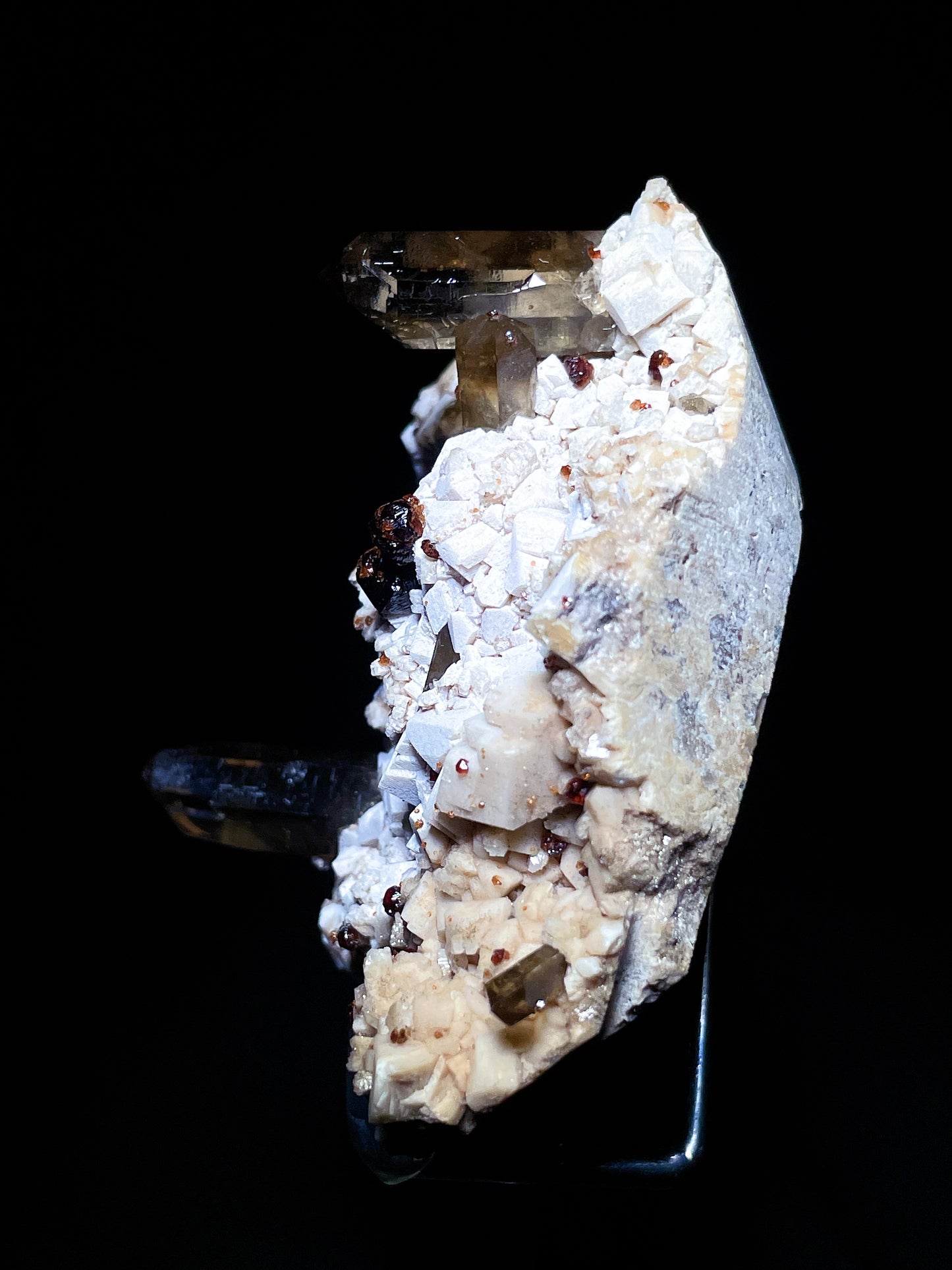 smokey quartz with garnet specimen Fujian China