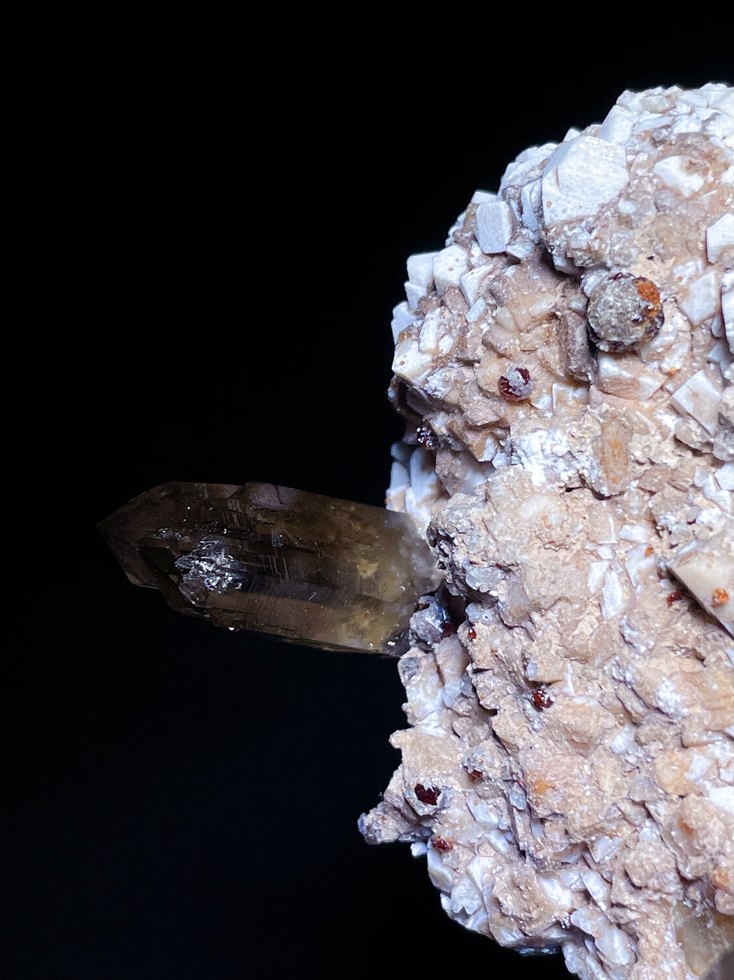 smokey quartz with garnet specimen Fujian China