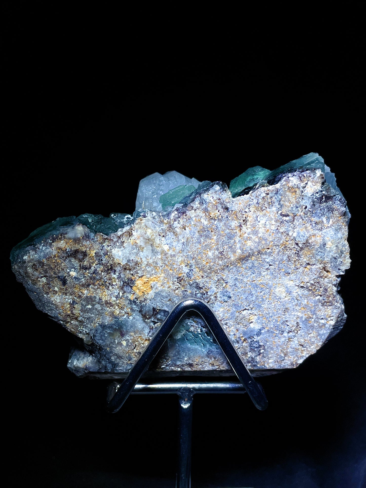 green fluorite with quartz specimen Namibia