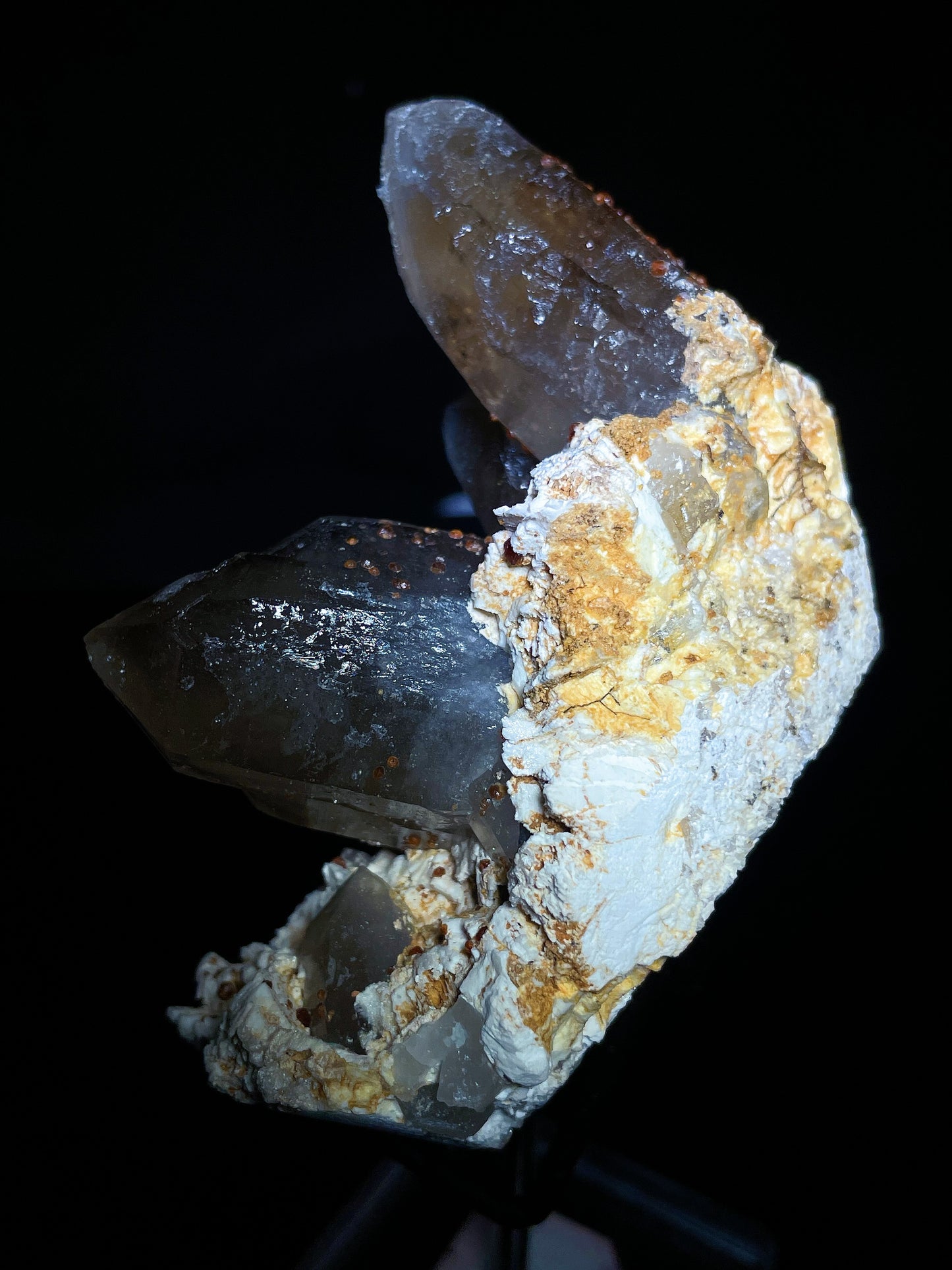 smokey quartz with garnet specimen Fujian China