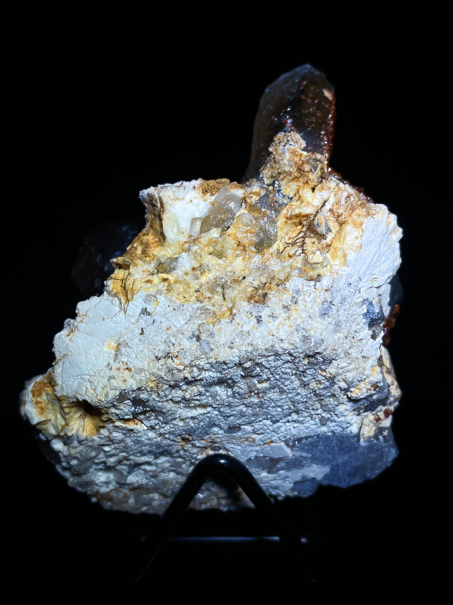 smokey quartz with garnet specimen Fujian China