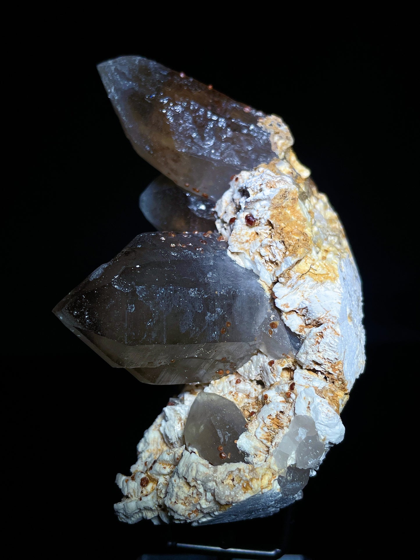 smokey quartz with garnet specimen Fujian China