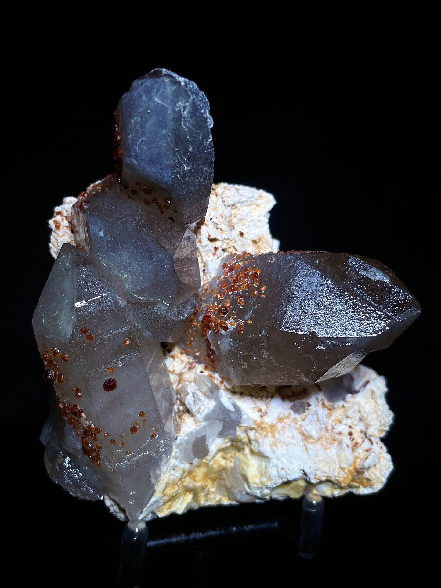 smokey quartz with garnet specimen Fujian China