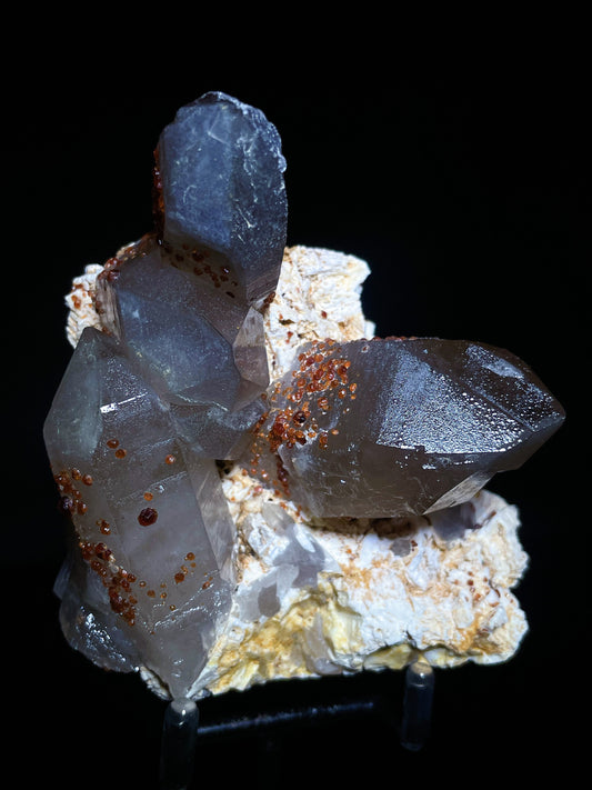smokey quartz with garnet specimen Fujian China