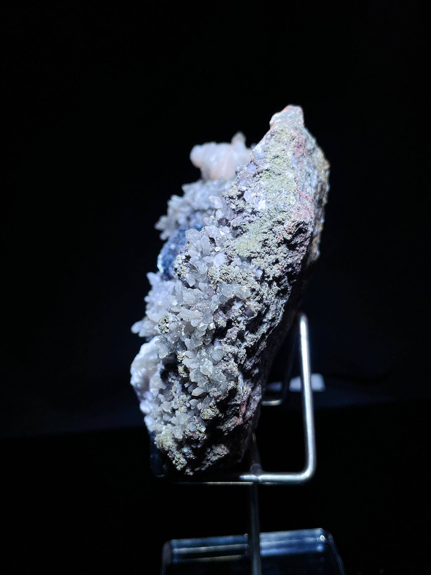 calcite with quartz and stibnite from Inner Mongolia