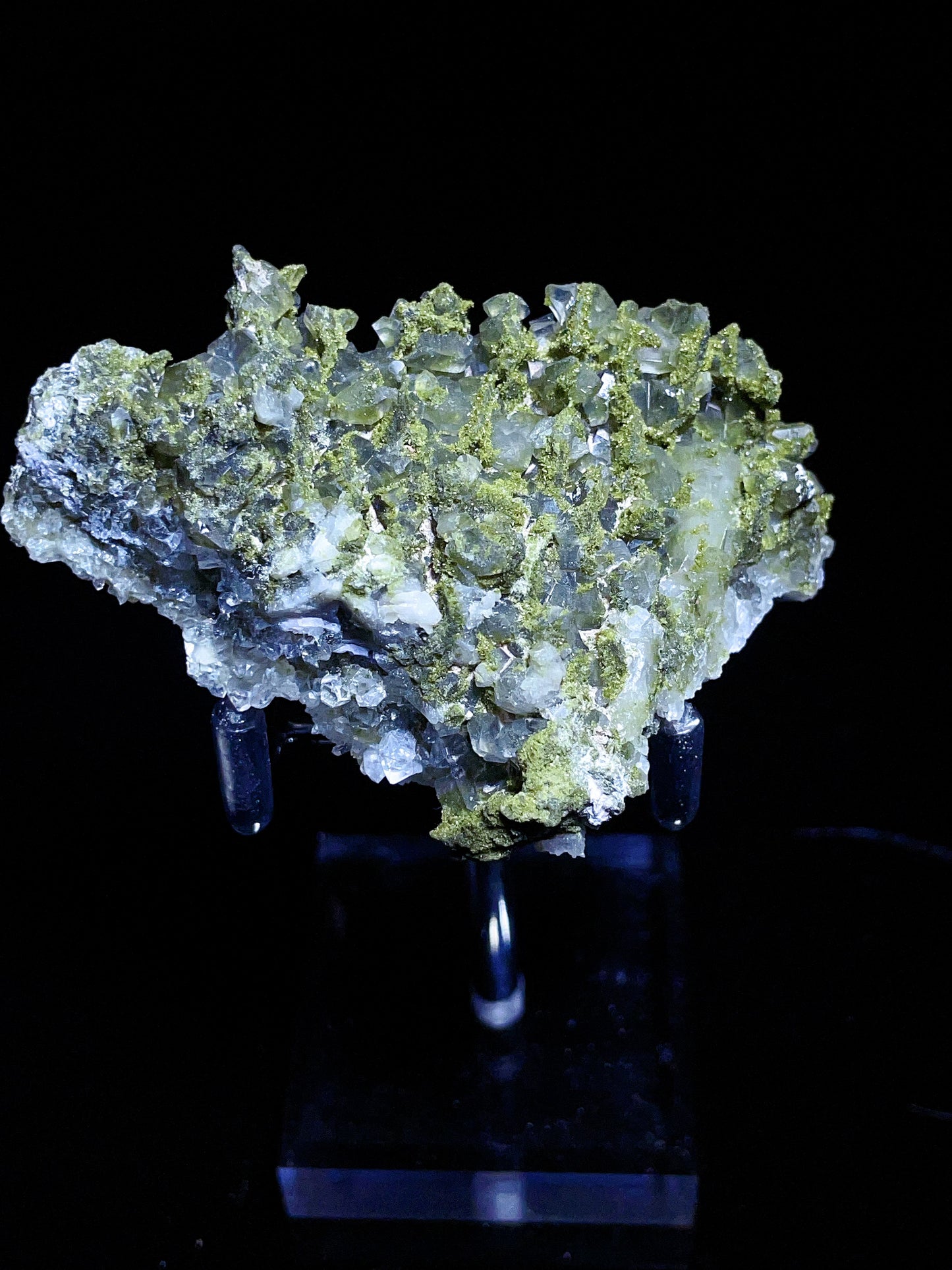Turkey green epidote with quartz specimen