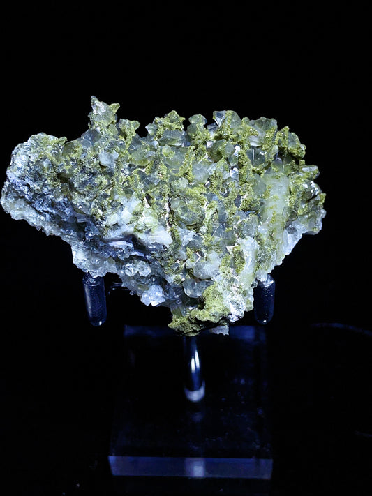 Turkey green epidote with quartz specimen