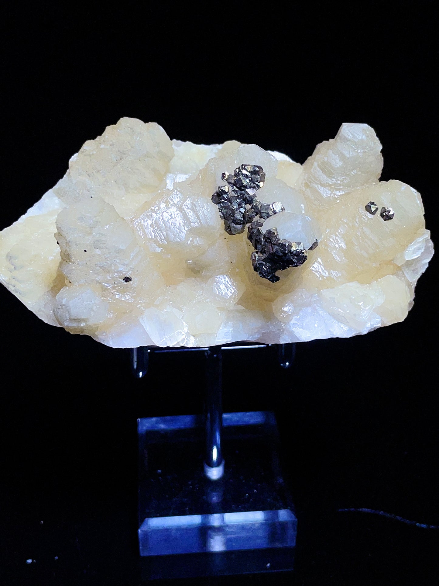 Hubei China columnar calcite  with pyrite specimen