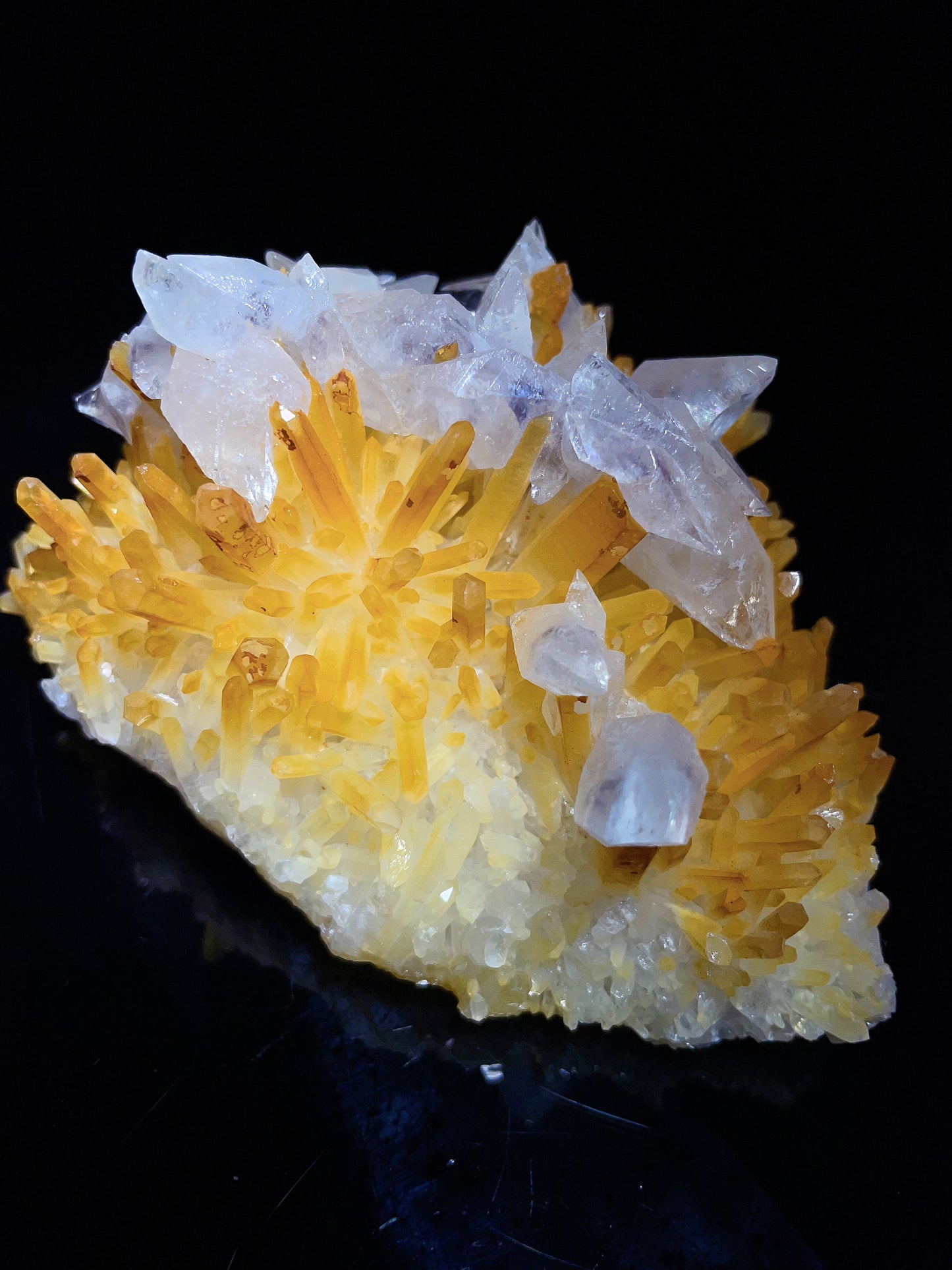 Myanmar golden quartz with calcite specimen