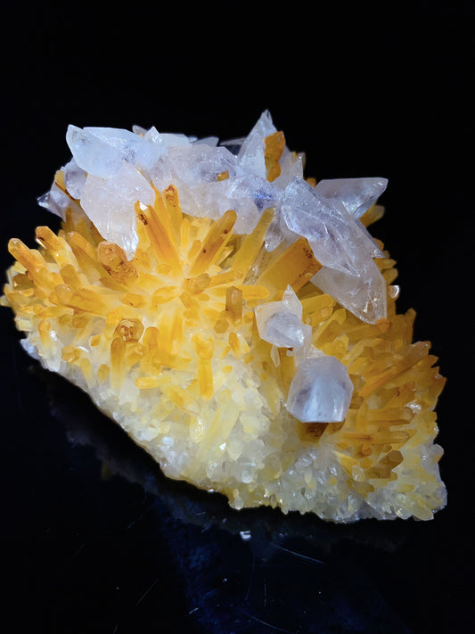 Myanmar golden quartz with calcite specimen
