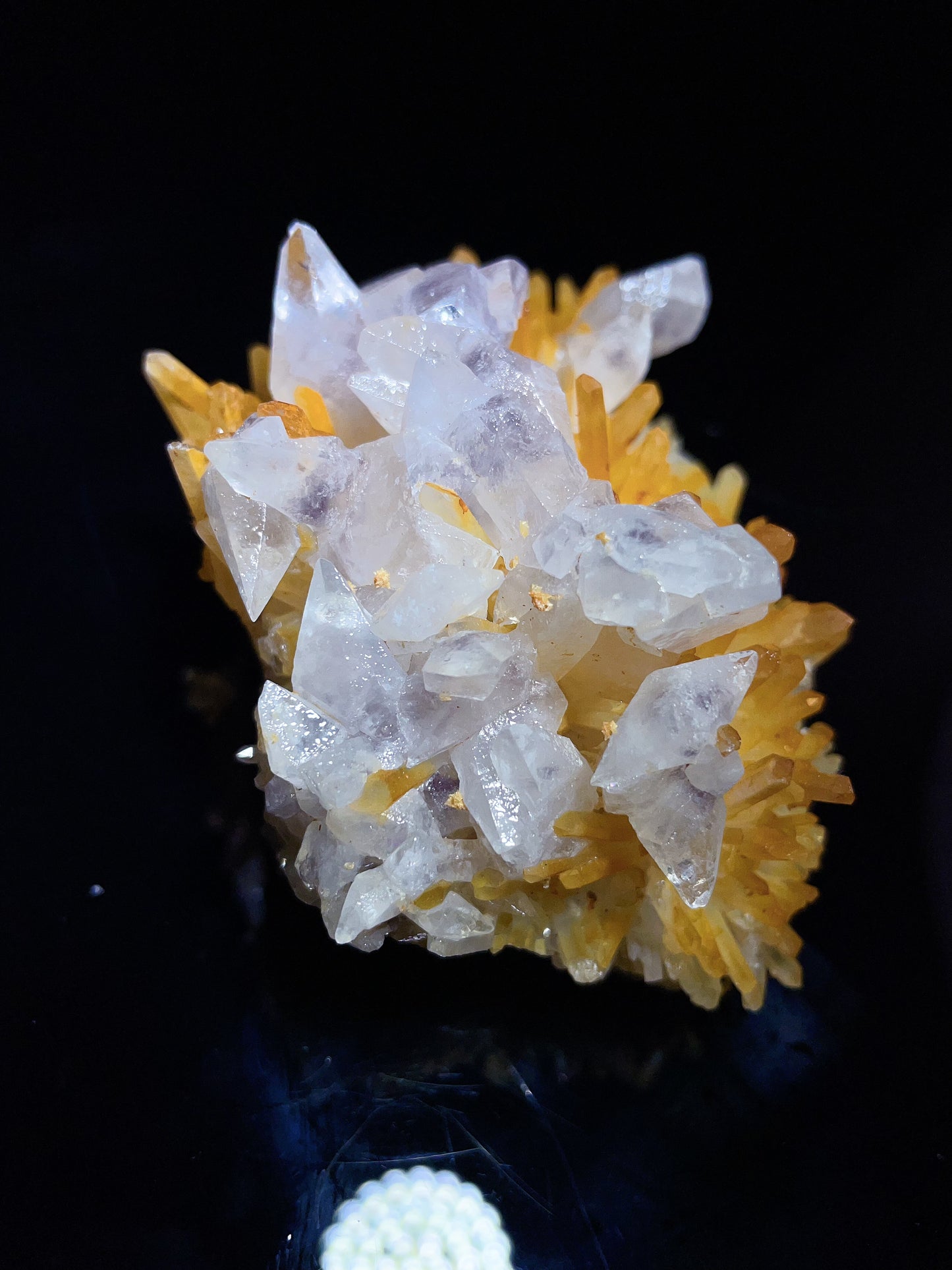 Myanmar golden quartz with calcite specimen