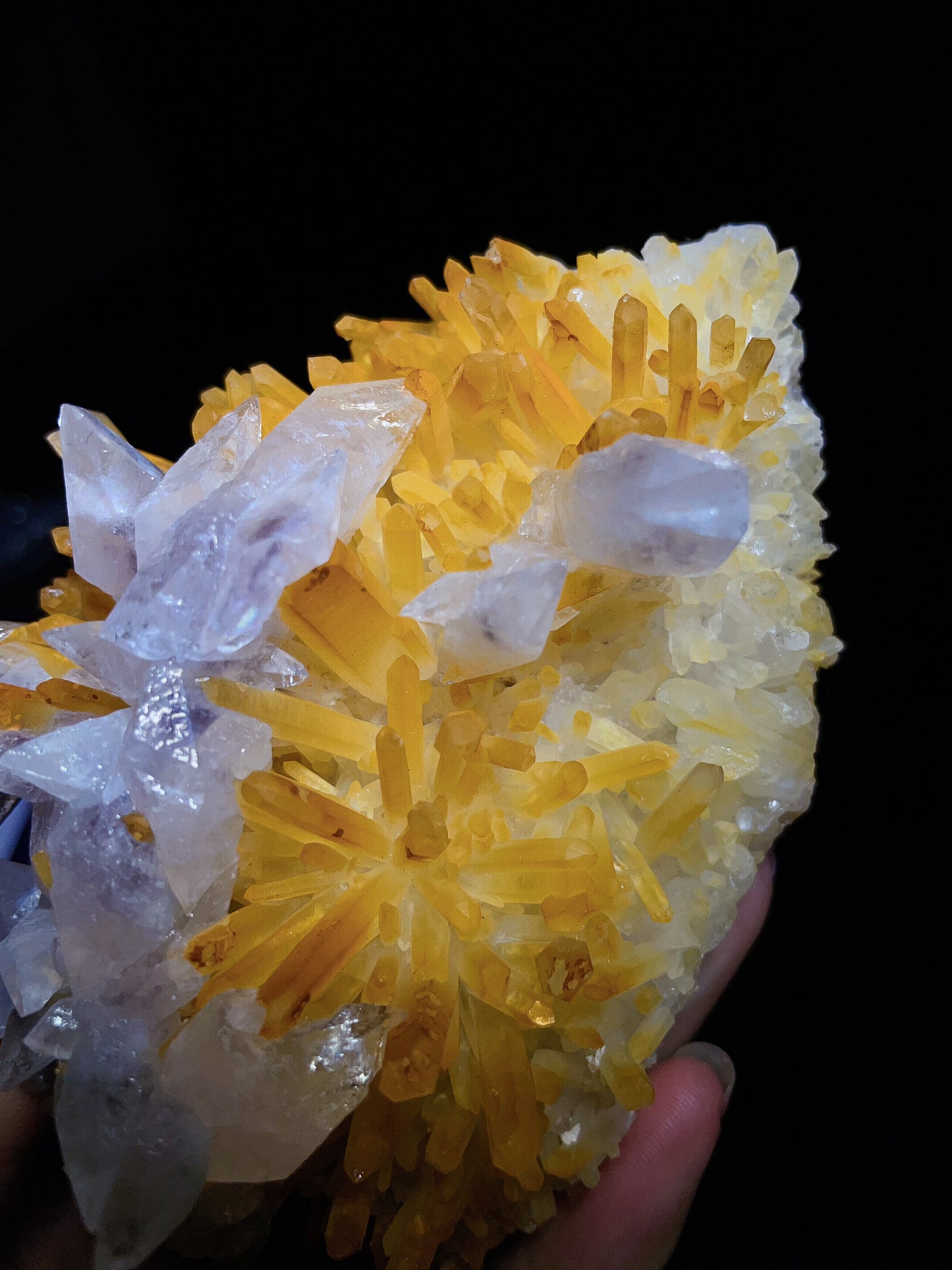 Myanmar golden quartz with calcite specimen