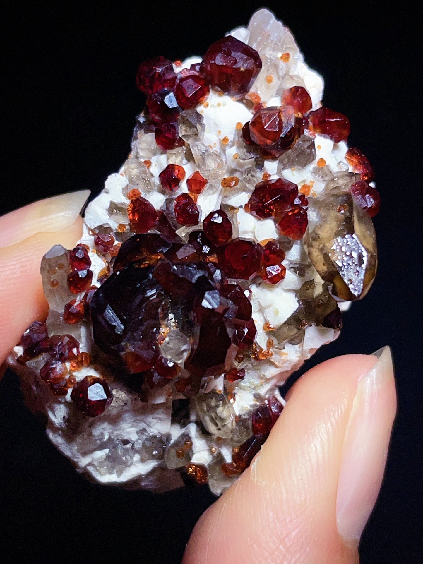 Garnet with smokey quartz specimen from Yunxiao Fujian China
