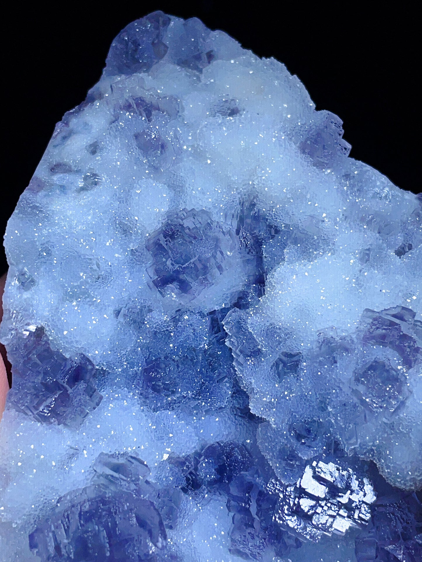 Fujian pyramid fluorite with sugar quartz specimen