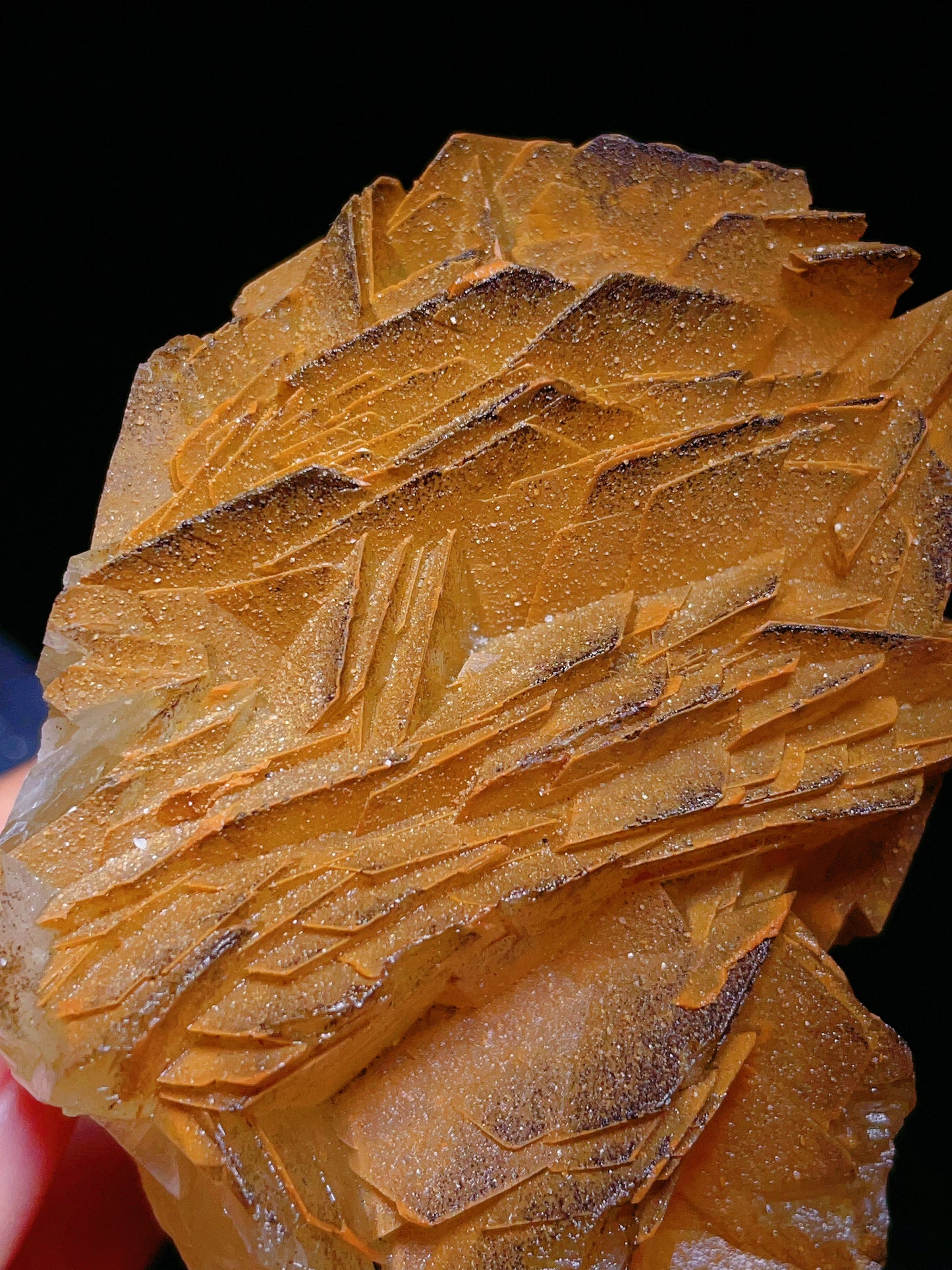 yellow black calcite specimen from Hubei China